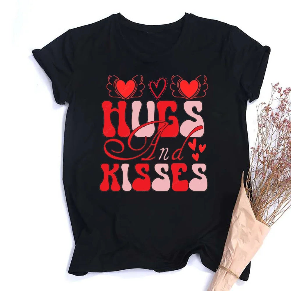 Valentine Print Female Short Sleeve T-shirt Lover Holiday Girls Tops T Shirt