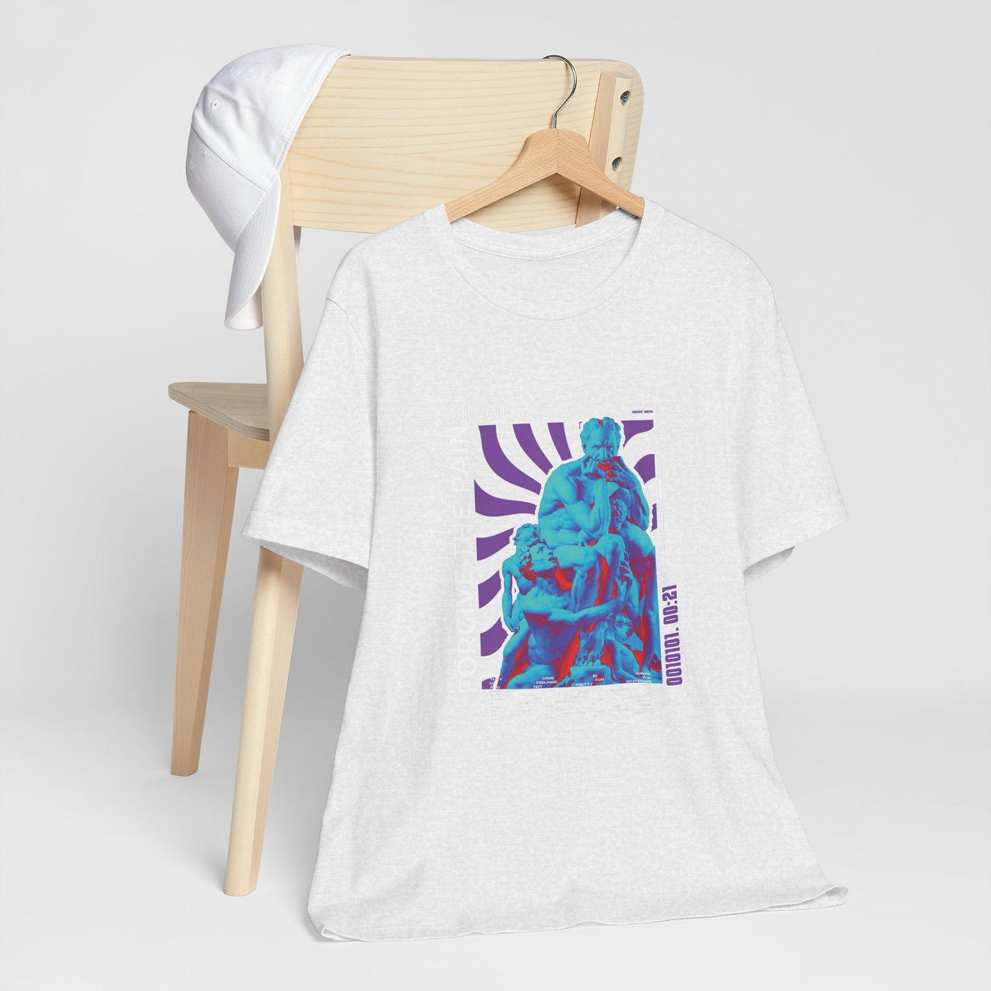 Retro Vaporwave Statue Tee — Binary '0010101. 00:21' Graphic T-Shirt
