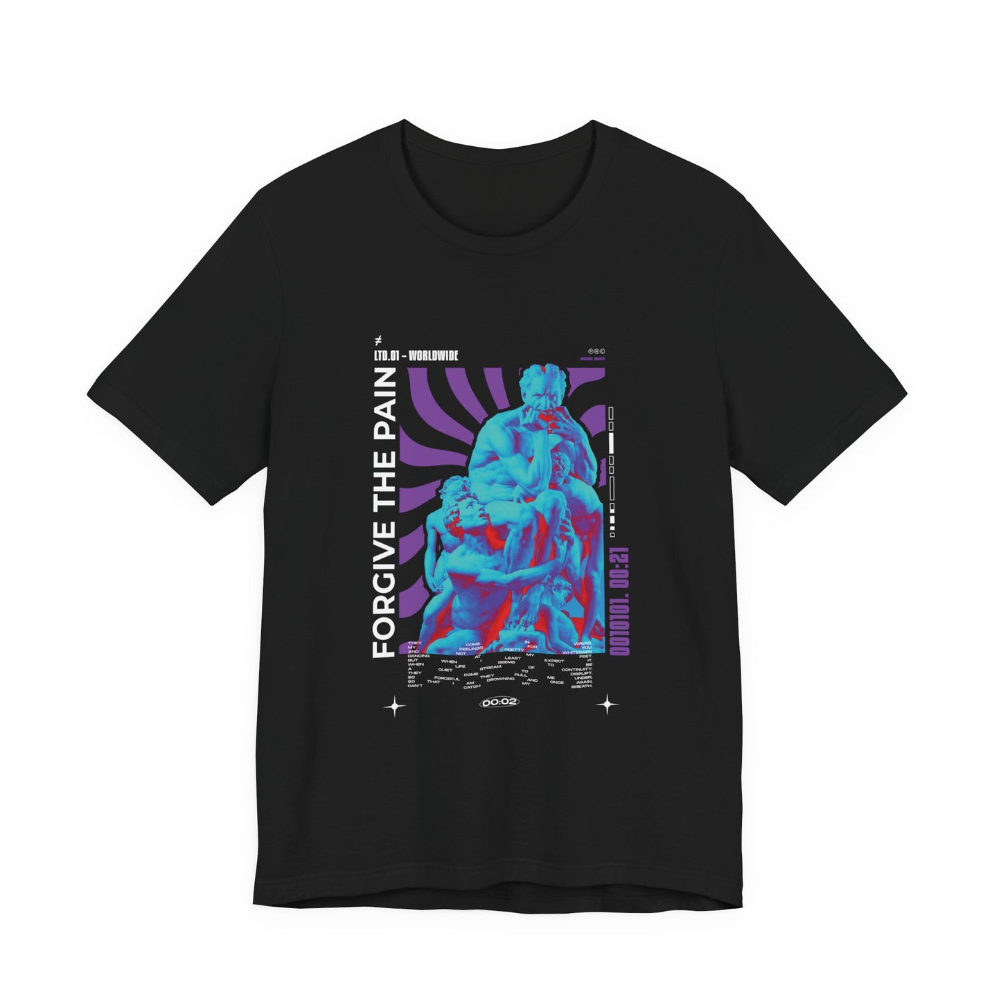 Retro Vaporwave Statue Tee — Binary '0010101. 00:21' Graphic T-Shirt