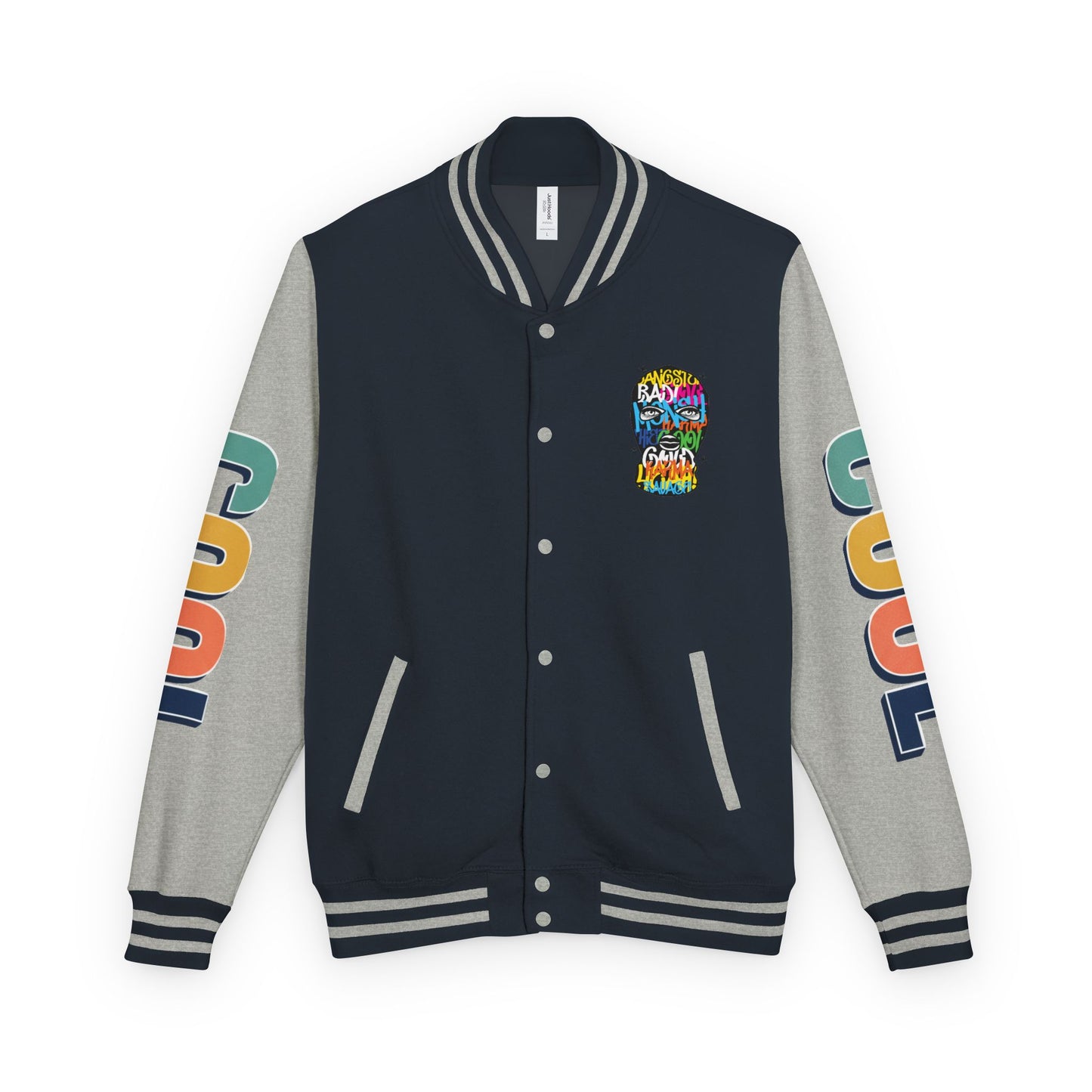 Letterman Jacket — Colorful Graffiti Skull "Cool" Varsity Jacket