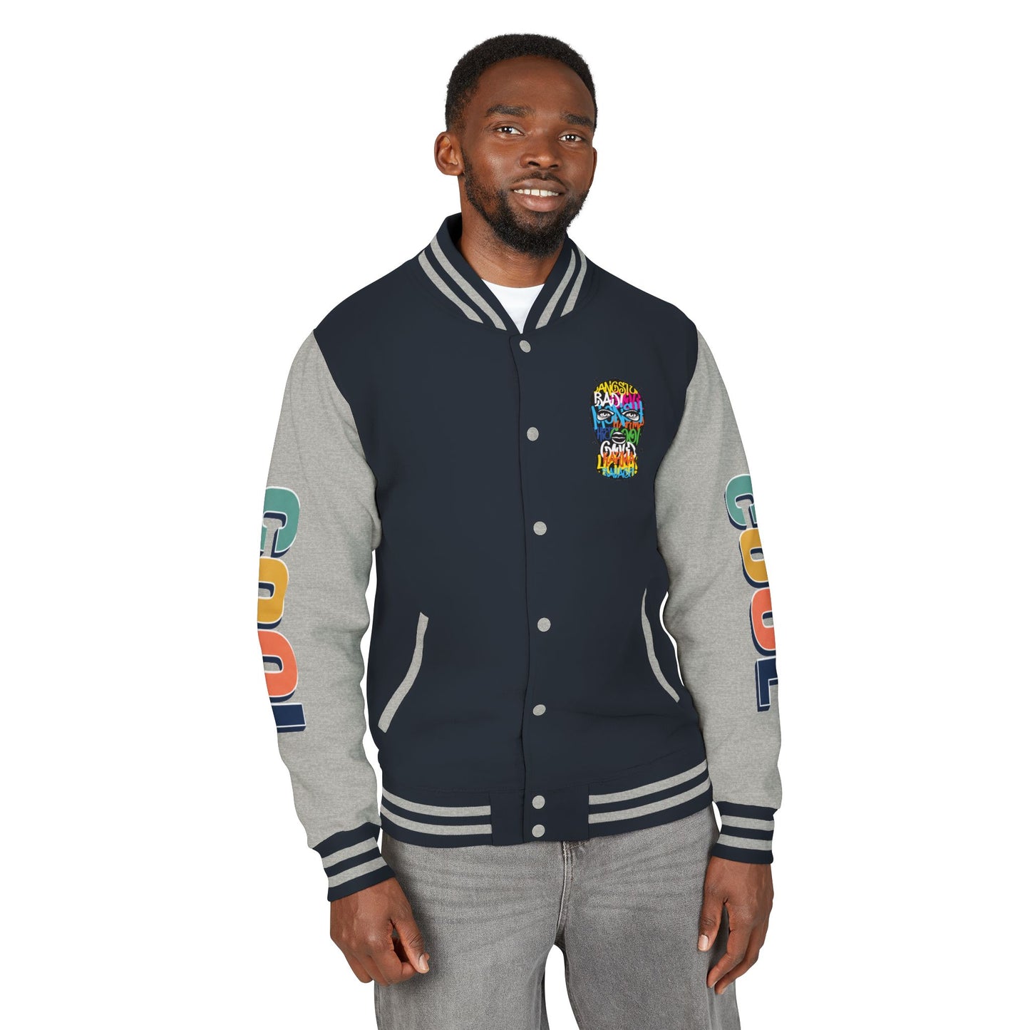 Letterman Jacket — Colorful Graffiti Skull "Cool" Varsity Jacket