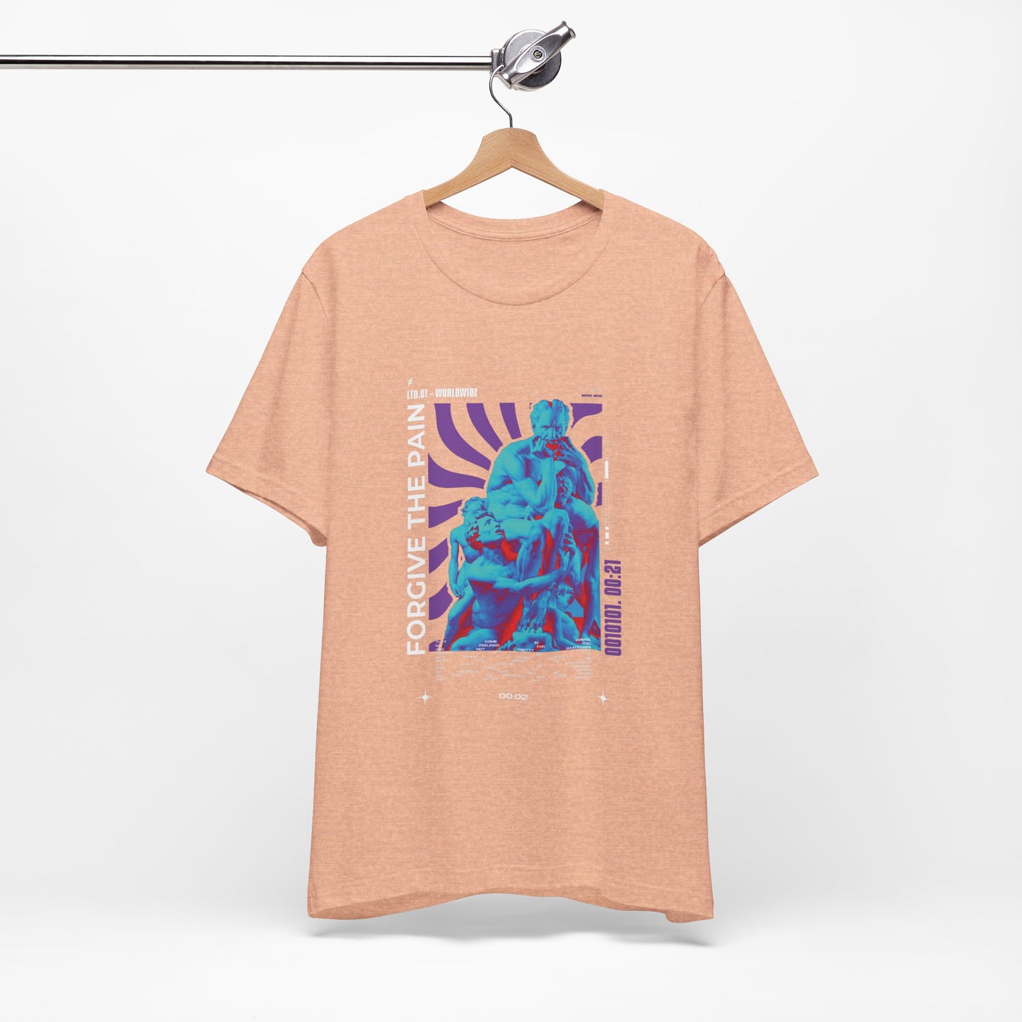 Retro Vaporwave Statue Tee — Binary '0010101. 00:21' Graphic T-Shirt