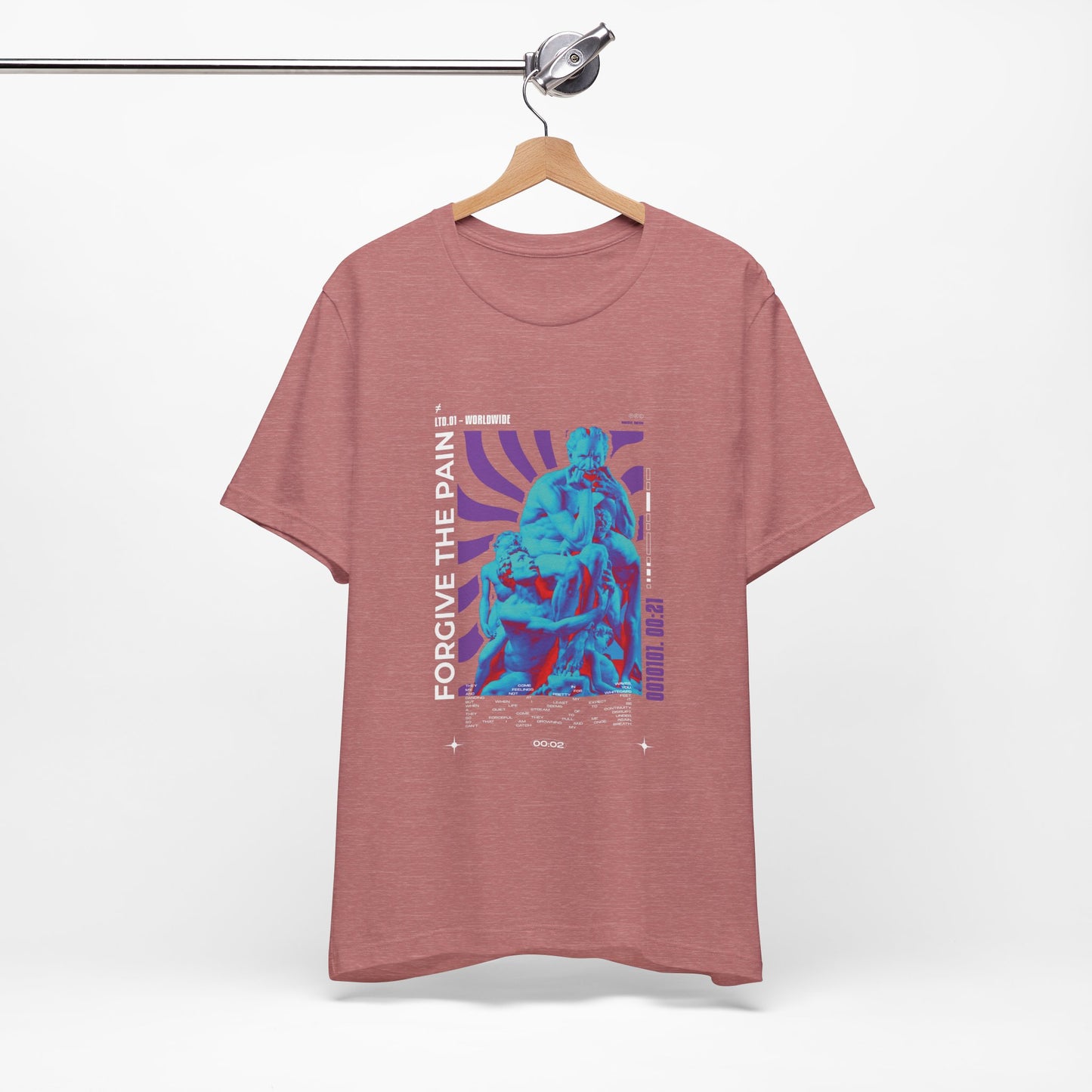 Retro Vaporwave Statue Tee — Binary '0010101. 00:21' Graphic T-Shirt