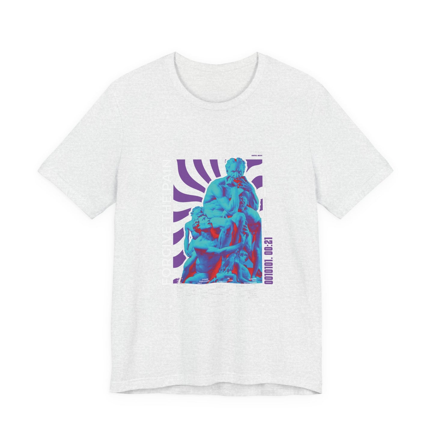 Retro Vaporwave Statue Tee — Binary '0010101. 00:21' Graphic T-Shirt