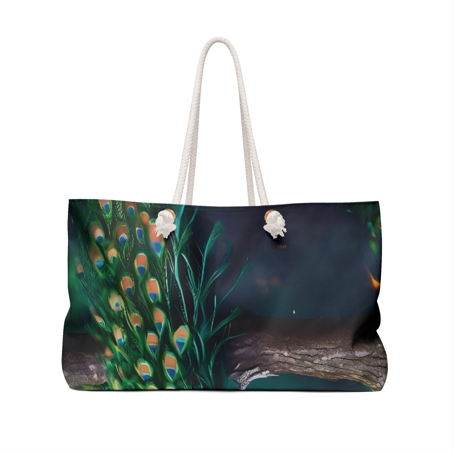 Peacock Print Weekender Bag – Elegant Travel Tote for Beach, Weekend & Gifts