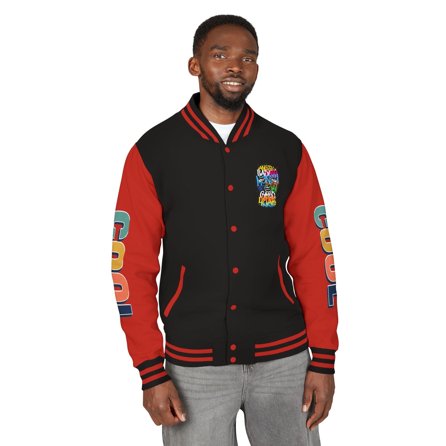 Letterman Jacket — Colorful Graffiti Skull "Cool" Varsity Jacket