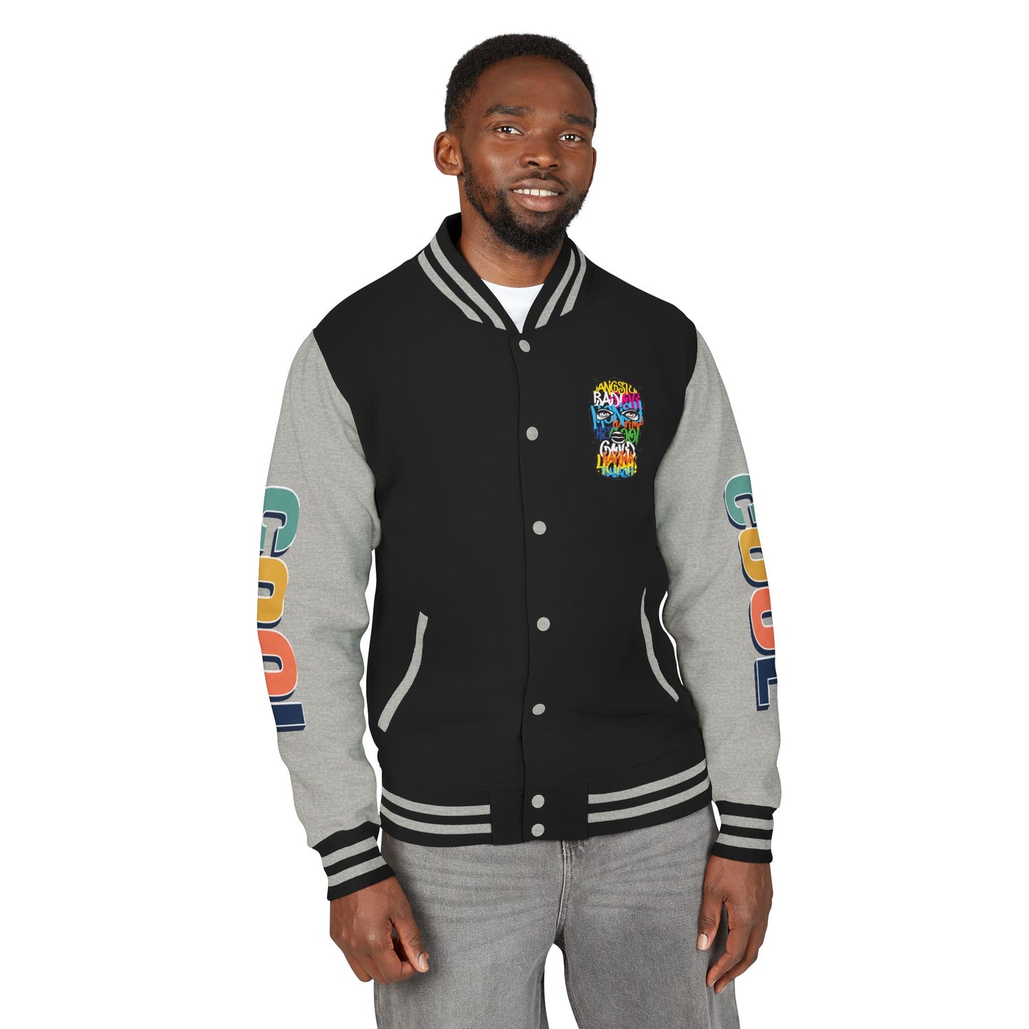 Letterman Jacket — Colorful Graffiti Skull "Cool" Varsity Jacket