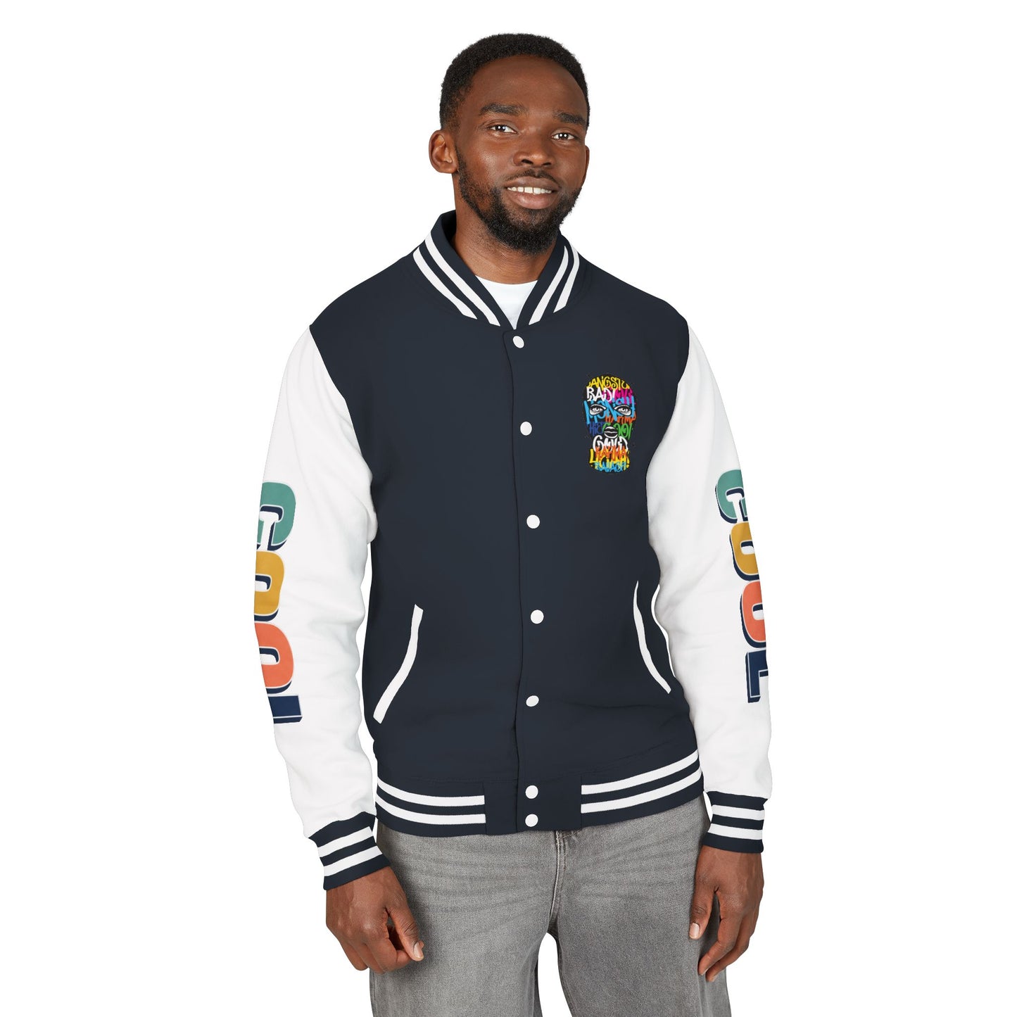 Letterman Jacket — Colorful Graffiti Skull "Cool" Varsity Jacket