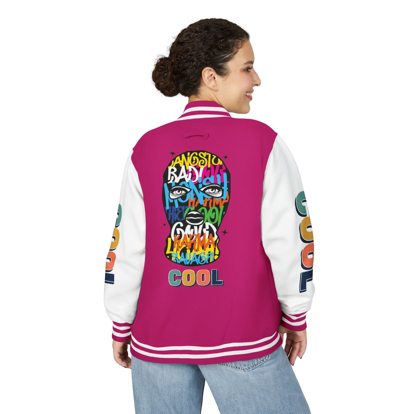 Letterman Jacket — Colorful Graffiti Skull "Cool" Varsity Jacket