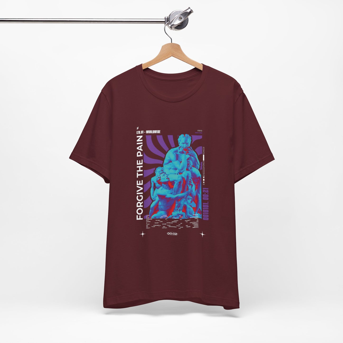 Retro Vaporwave Statue Tee — Binary '0010101. 00:21' Graphic T-Shirt