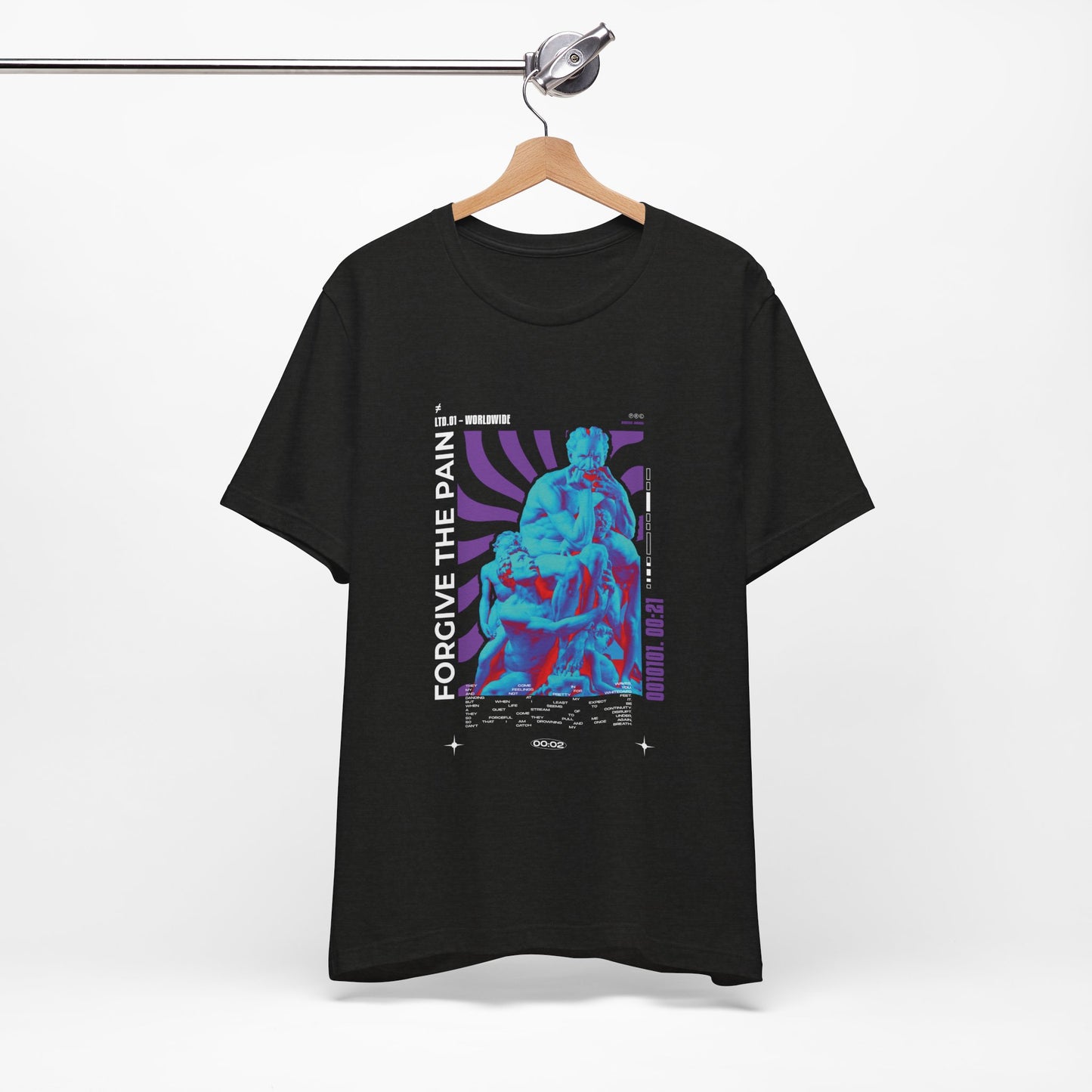 Retro Vaporwave Statue Tee — Binary '0010101. 00:21' Graphic T-Shirt