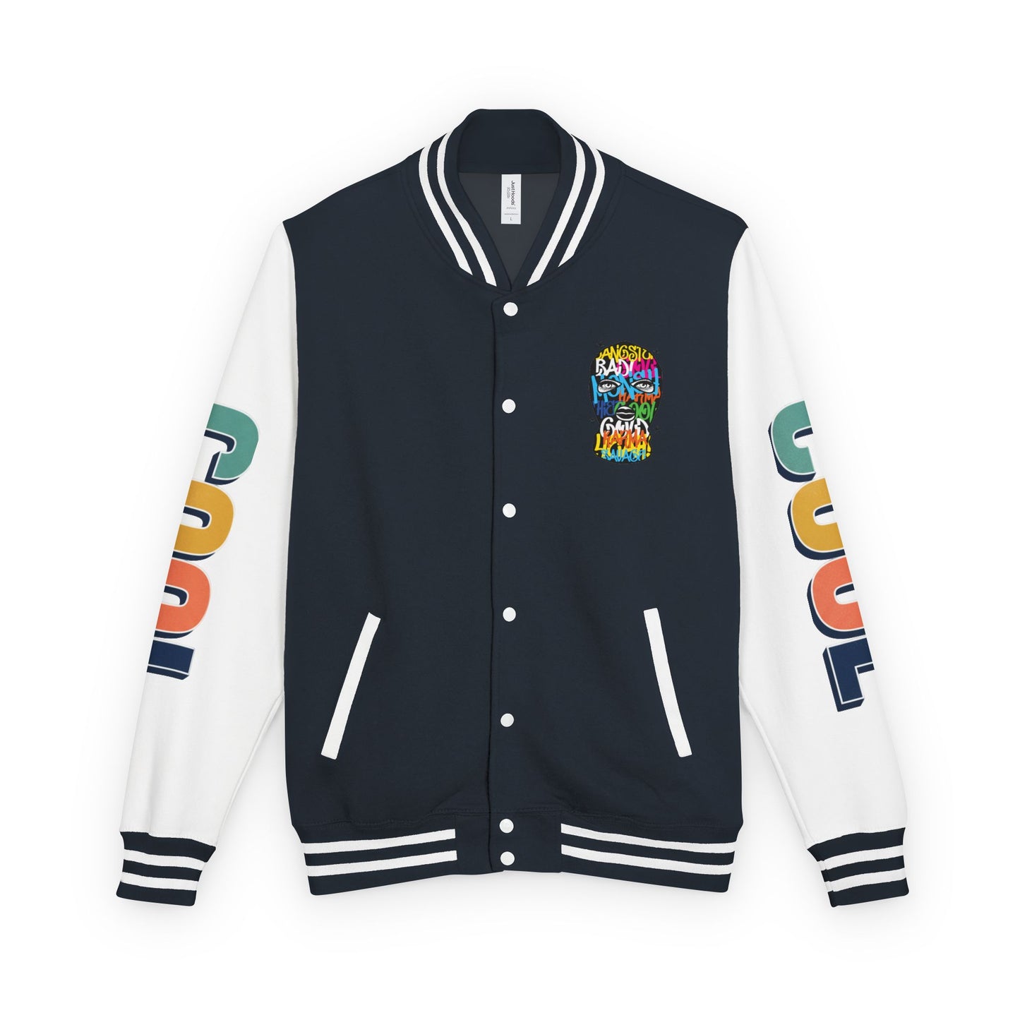 Letterman Jacket — Colorful Graffiti Skull "Cool" Varsity Jacket