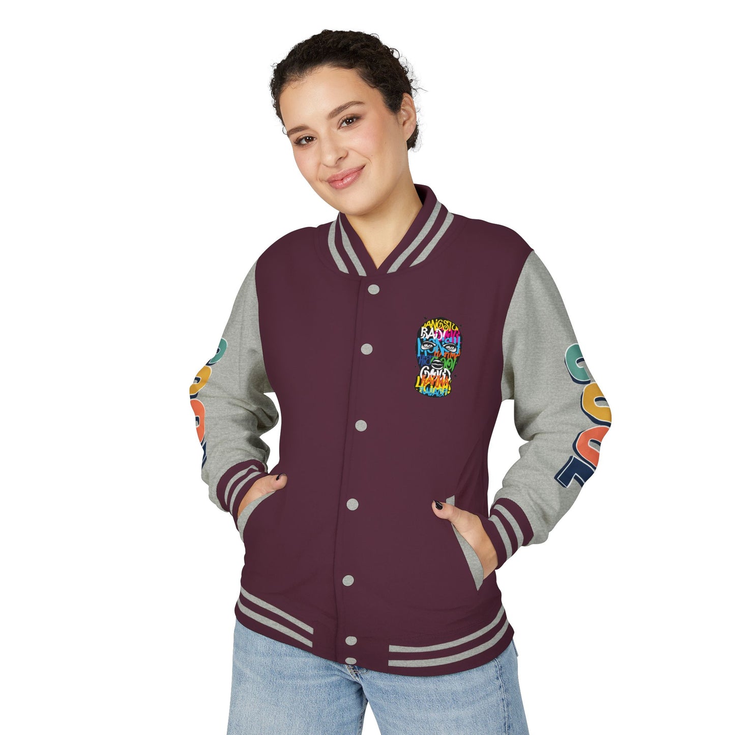 Letterman Jacket — Colorful Graffiti Skull "Cool" Varsity Jacket