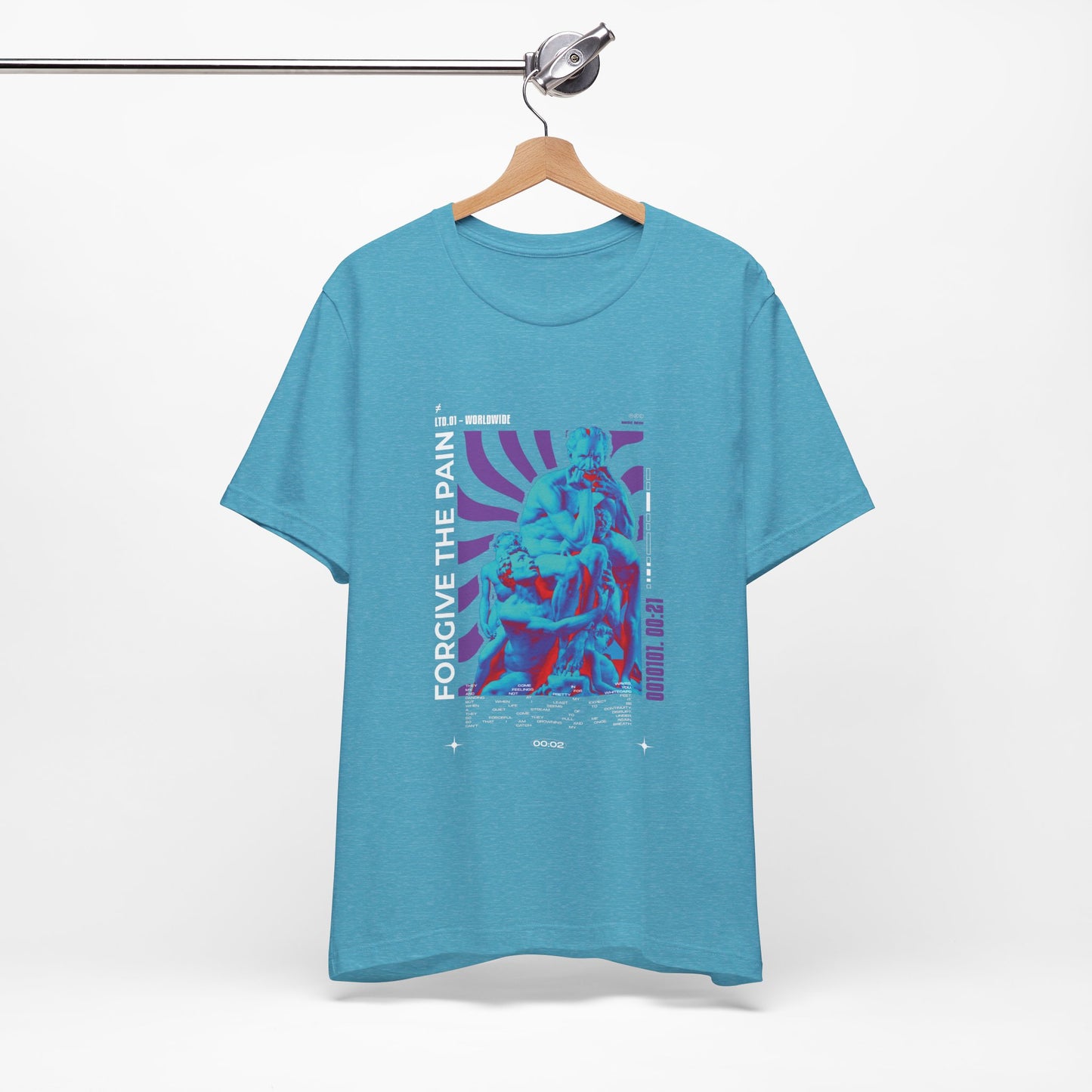 Retro Vaporwave Statue Tee — Binary '0010101. 00:21' Graphic T-Shirt