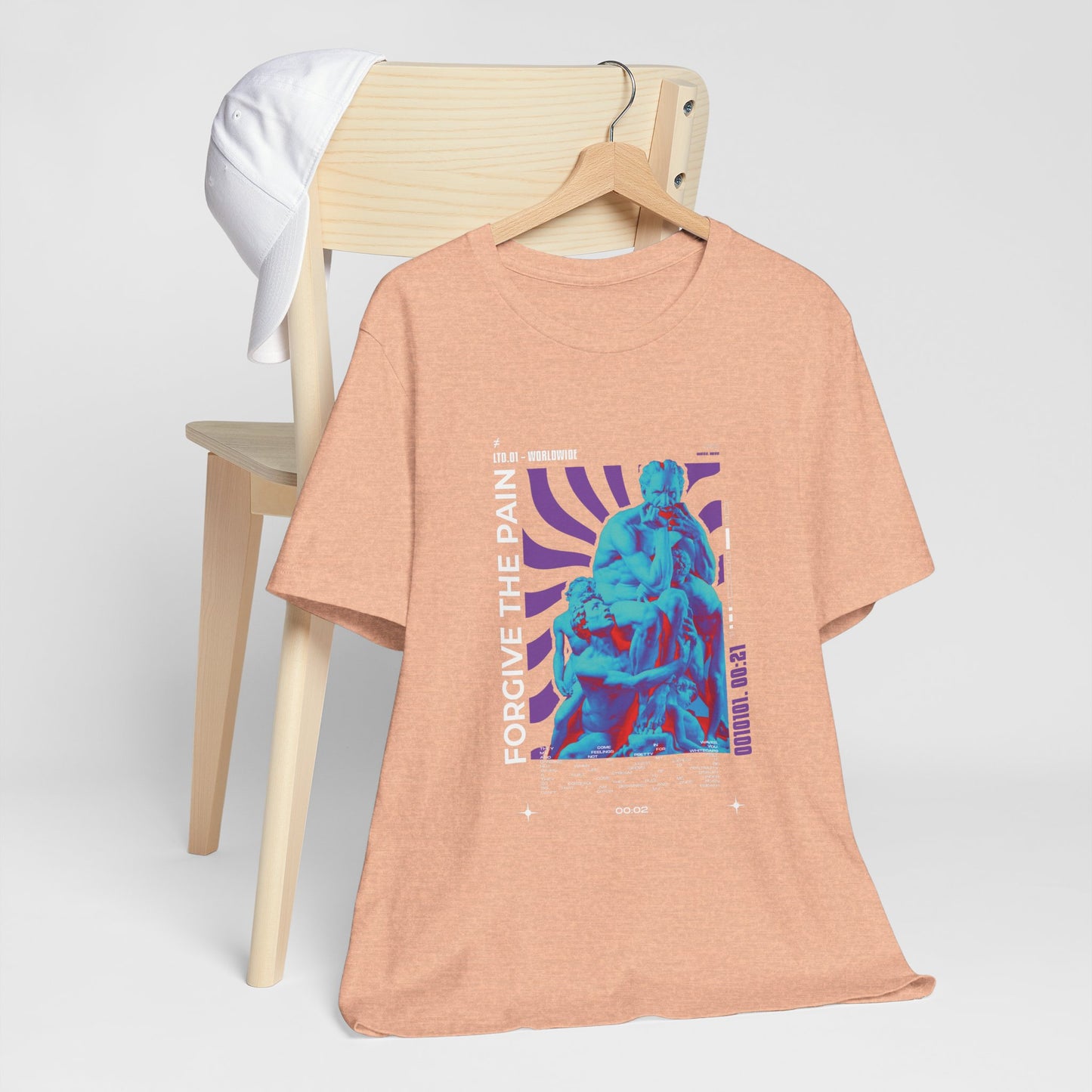Retro Vaporwave Statue Tee — Binary '0010101. 00:21' Graphic T-Shirt