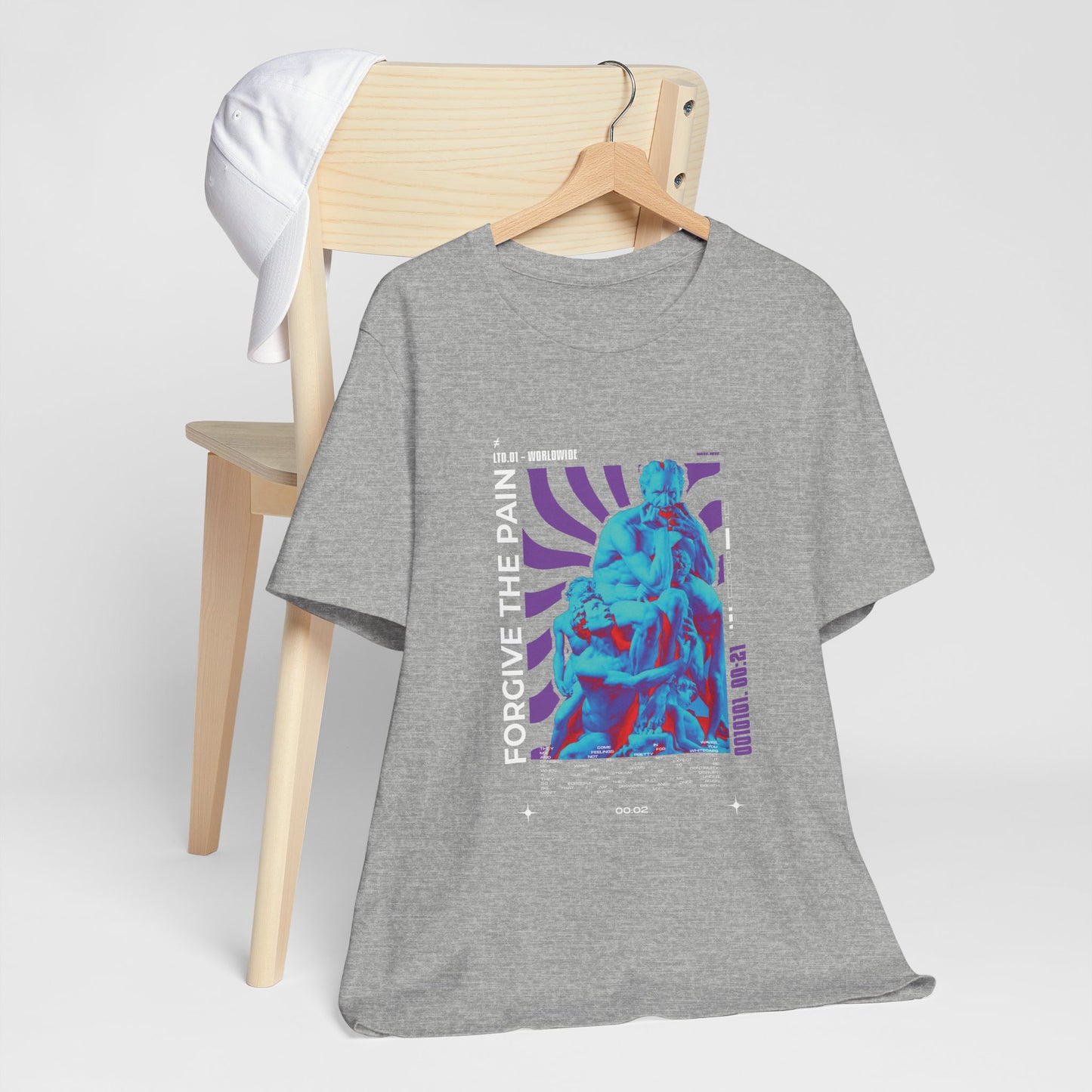 Retro Vaporwave Statue Tee — Binary '0010101. 00:21' Graphic T-Shirt