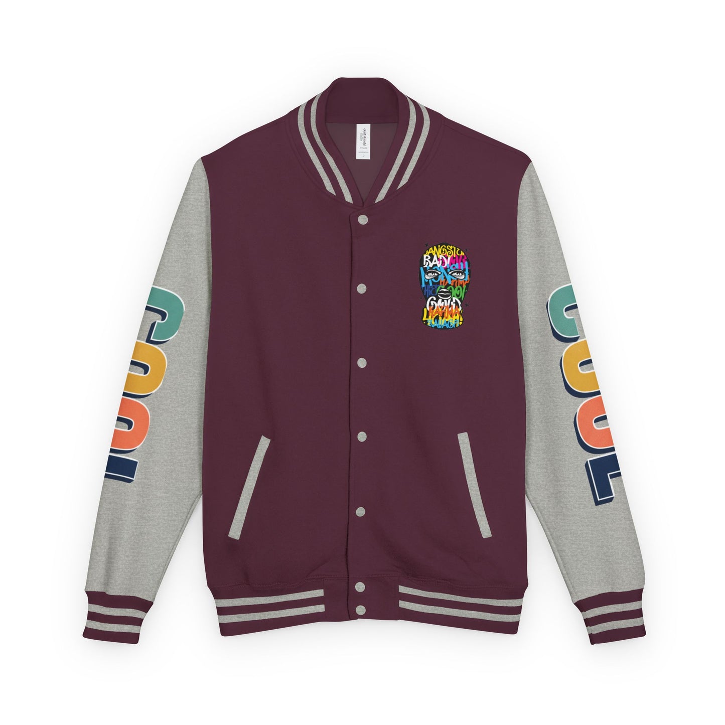 Letterman Jacket — Colorful Graffiti Skull "Cool" Varsity Jacket