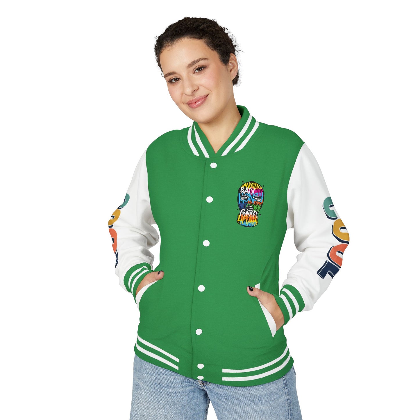 Letterman Jacket — Colorful Graffiti Skull "Cool" Varsity Jacket
