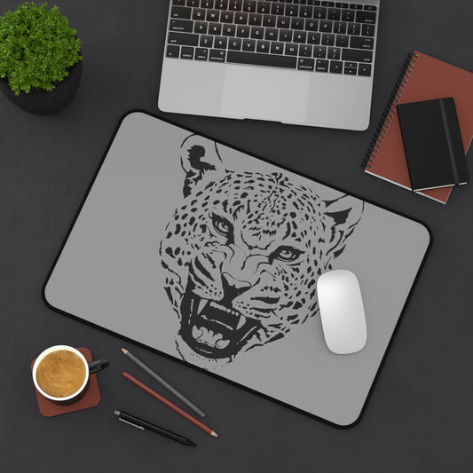 Roaring Leopard Desk Mat — Gray Gaming/Office Mouse Pad