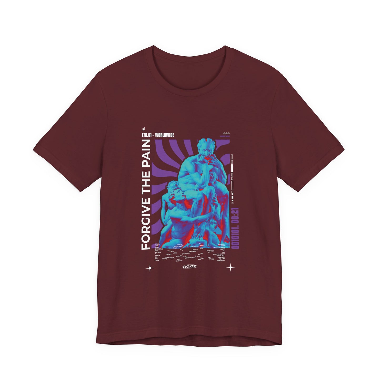 Retro Vaporwave Statue Tee — Binary '0010101. 00:21' Graphic T-Shirt