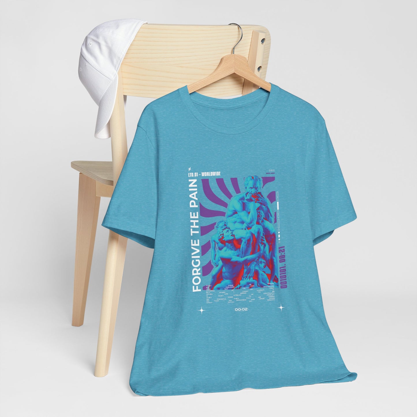 Retro Vaporwave Statue Tee — Binary '0010101. 00:21' Graphic T-Shirt