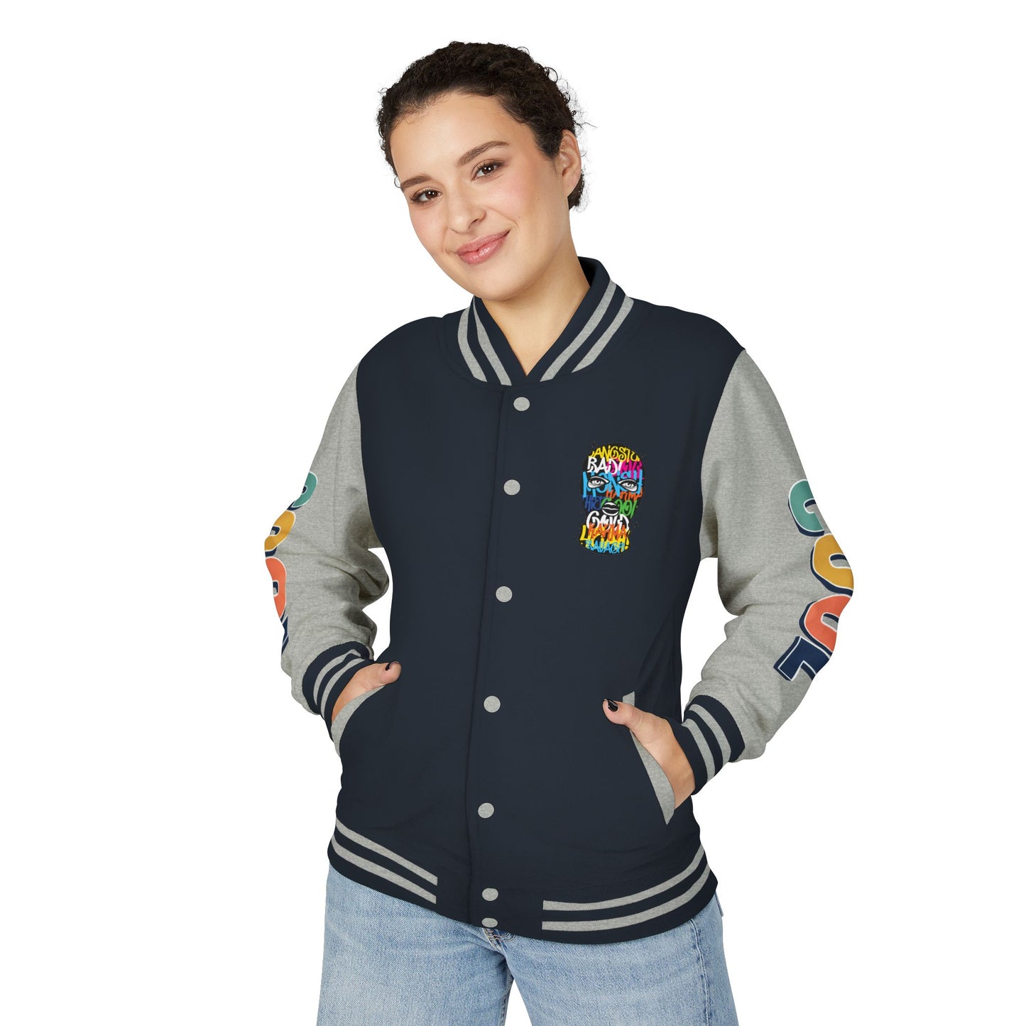 Letterman Jacket — Colorful Graffiti Skull "Cool" Varsity Jacket