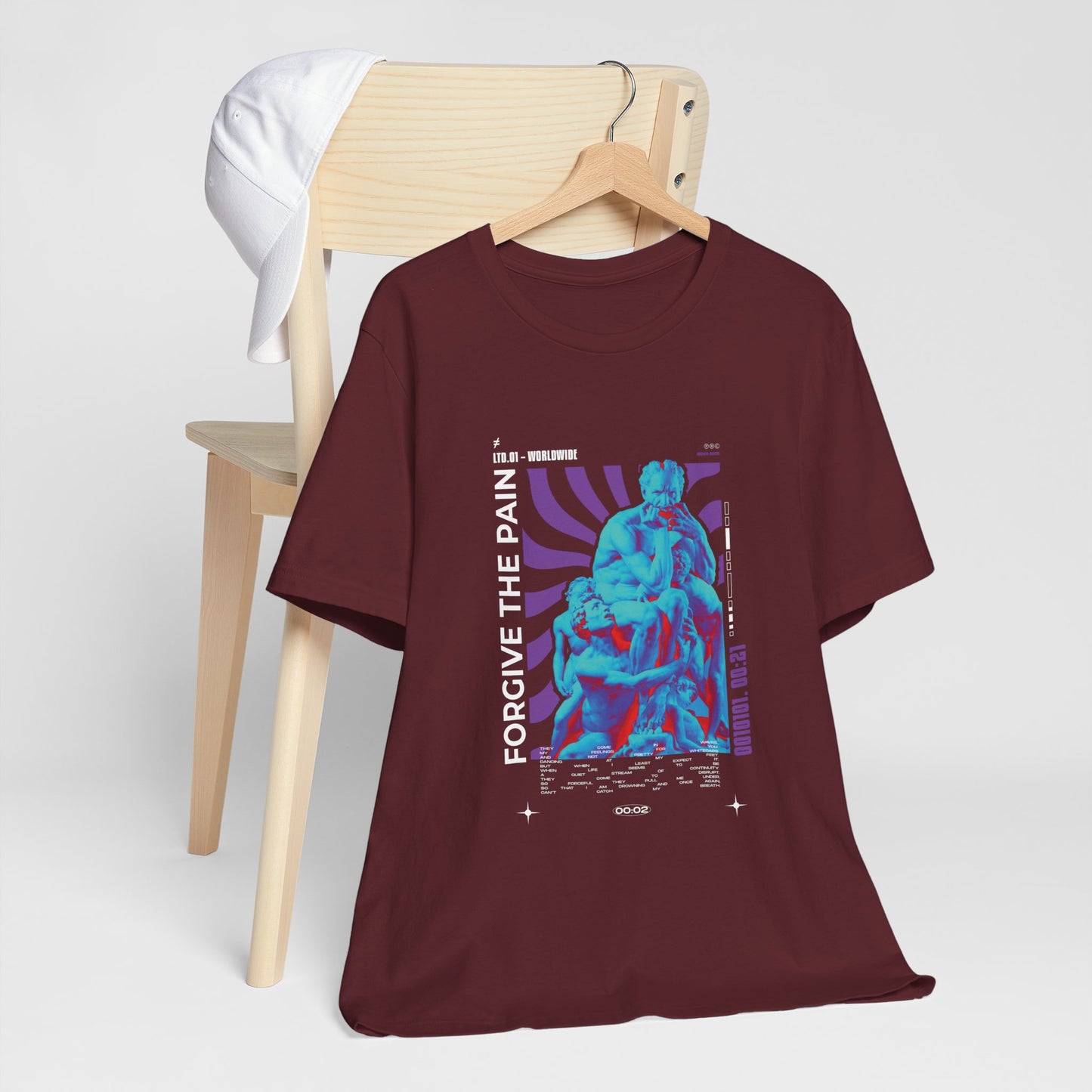 Retro Vaporwave Statue Tee — Binary '0010101. 00:21' Graphic T-Shirt