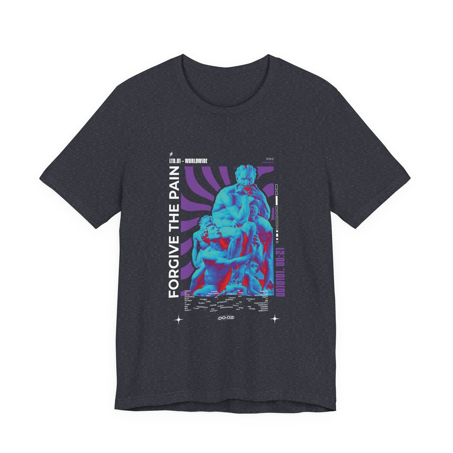 Retro Vaporwave Statue Tee — Binary '0010101. 00:21' Graphic T-Shirt