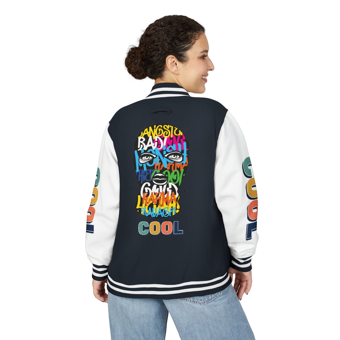 Letterman Jacket — Colorful Graffiti Skull "Cool" Varsity Jacket
