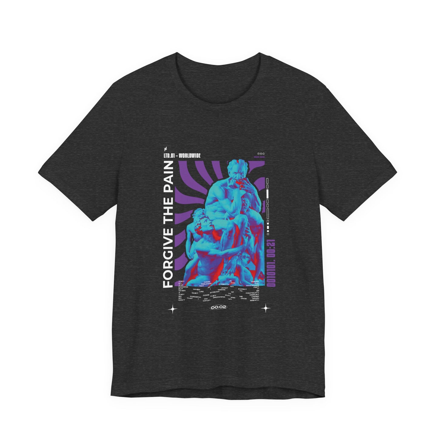 Retro Vaporwave Statue Tee — Binary '0010101. 00:21' Graphic T-Shirt