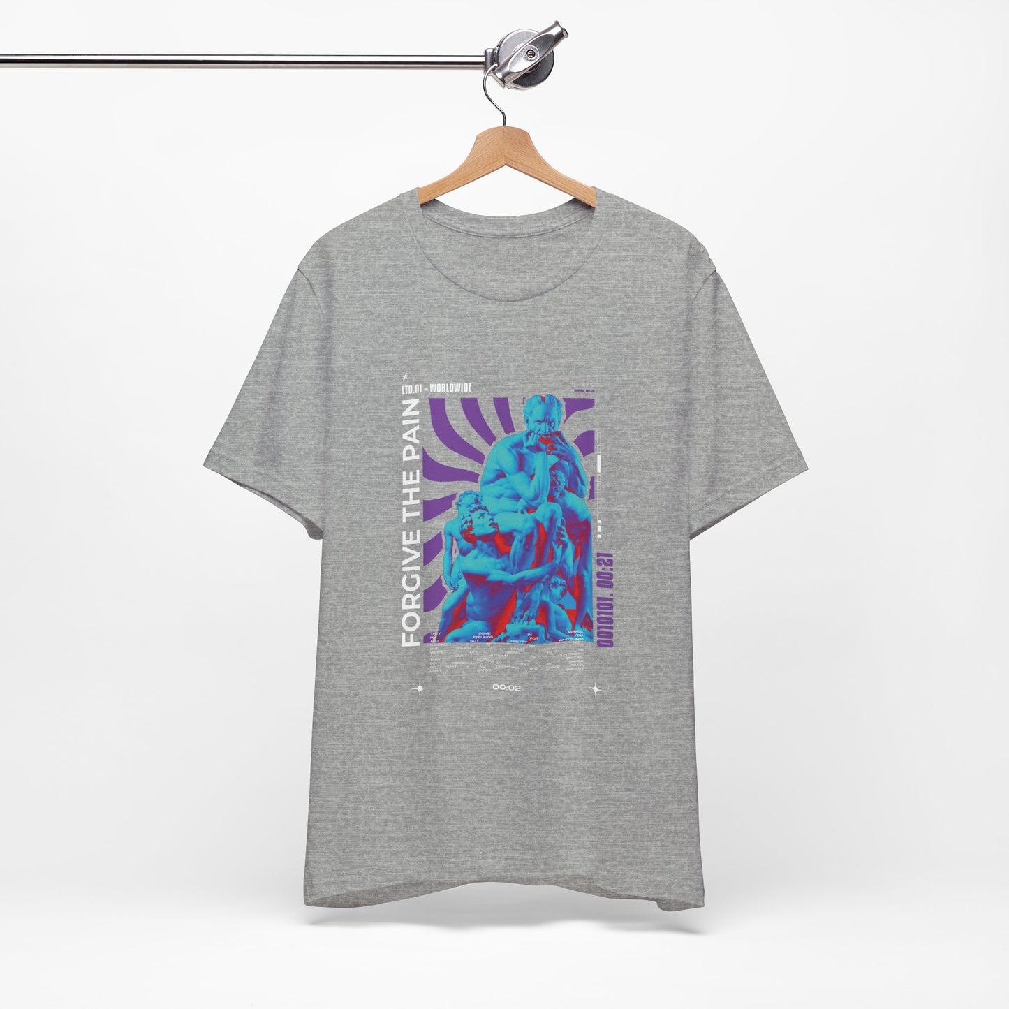 Retro Vaporwave Statue Tee — Binary '0010101. 00:21' Graphic T-Shirt