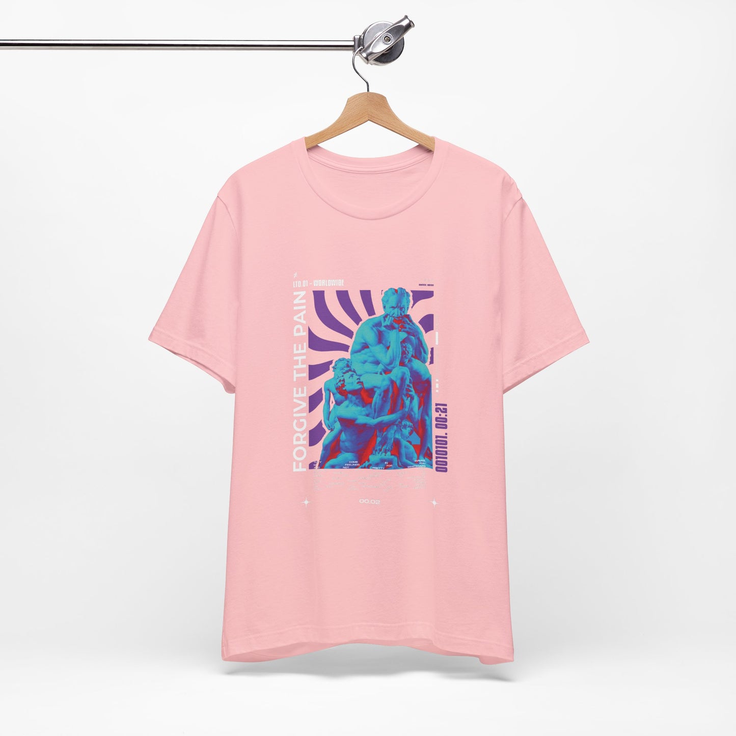Retro Vaporwave Statue Tee — Binary '0010101. 00:21' Graphic T-Shirt