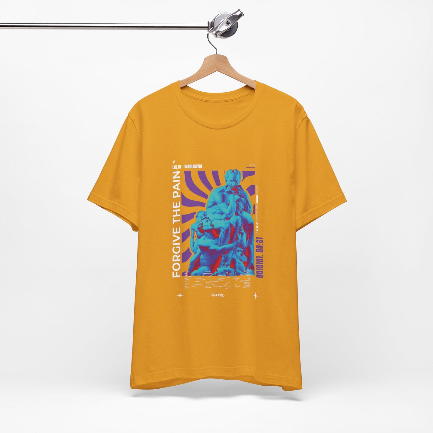 Retro Vaporwave Statue Tee — Binary '0010101. 00:21' Graphic T-Shirt