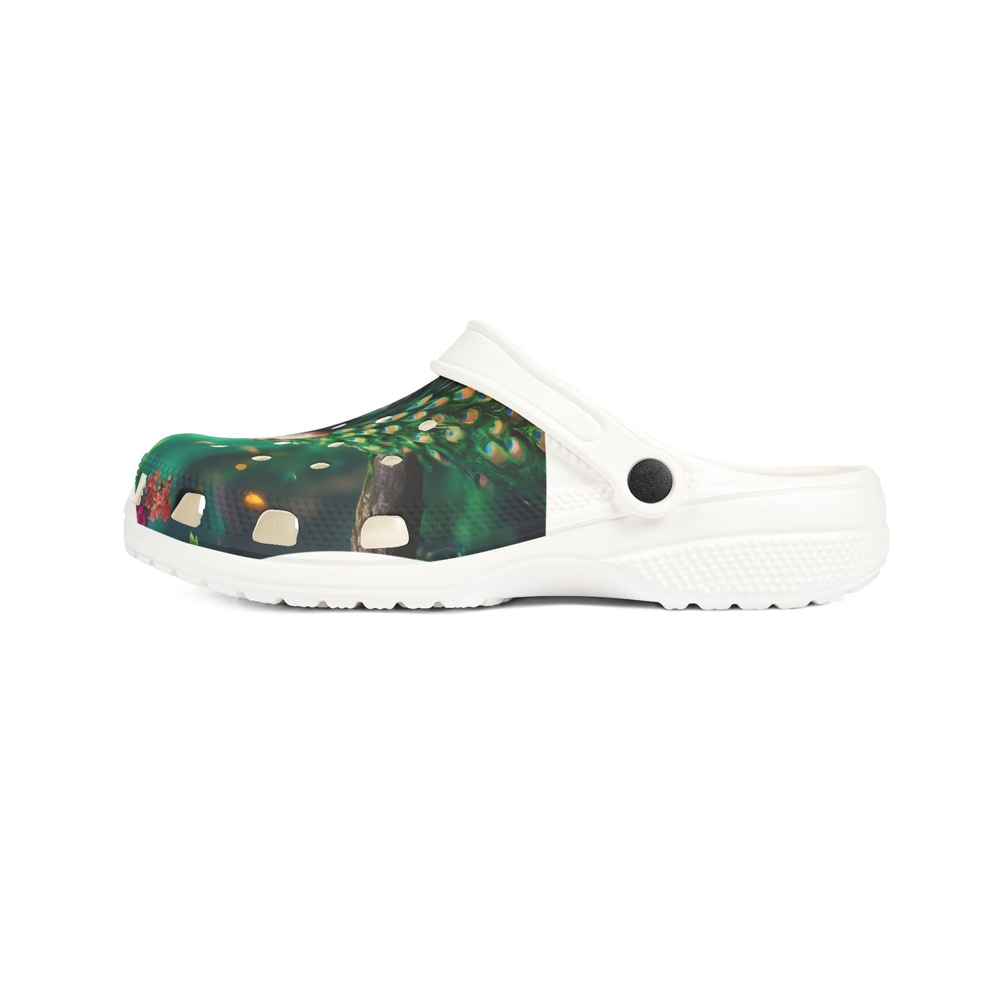 Peacock Print EVA Foam Clogs — Lightweight Garden & Beach Slip-Ons