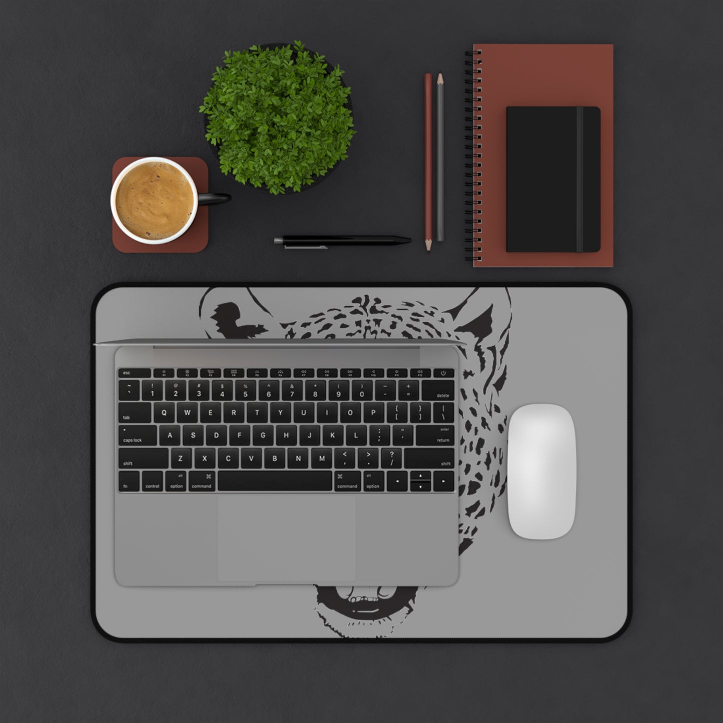 Roaring Leopard Desk Mat — Gray Gaming/Office Mouse Pad