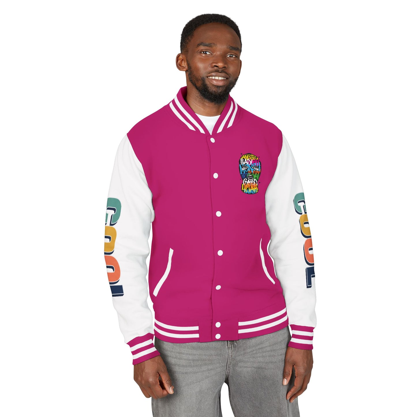 Letterman Jacket — Colorful Graffiti Skull "Cool" Varsity Jacket