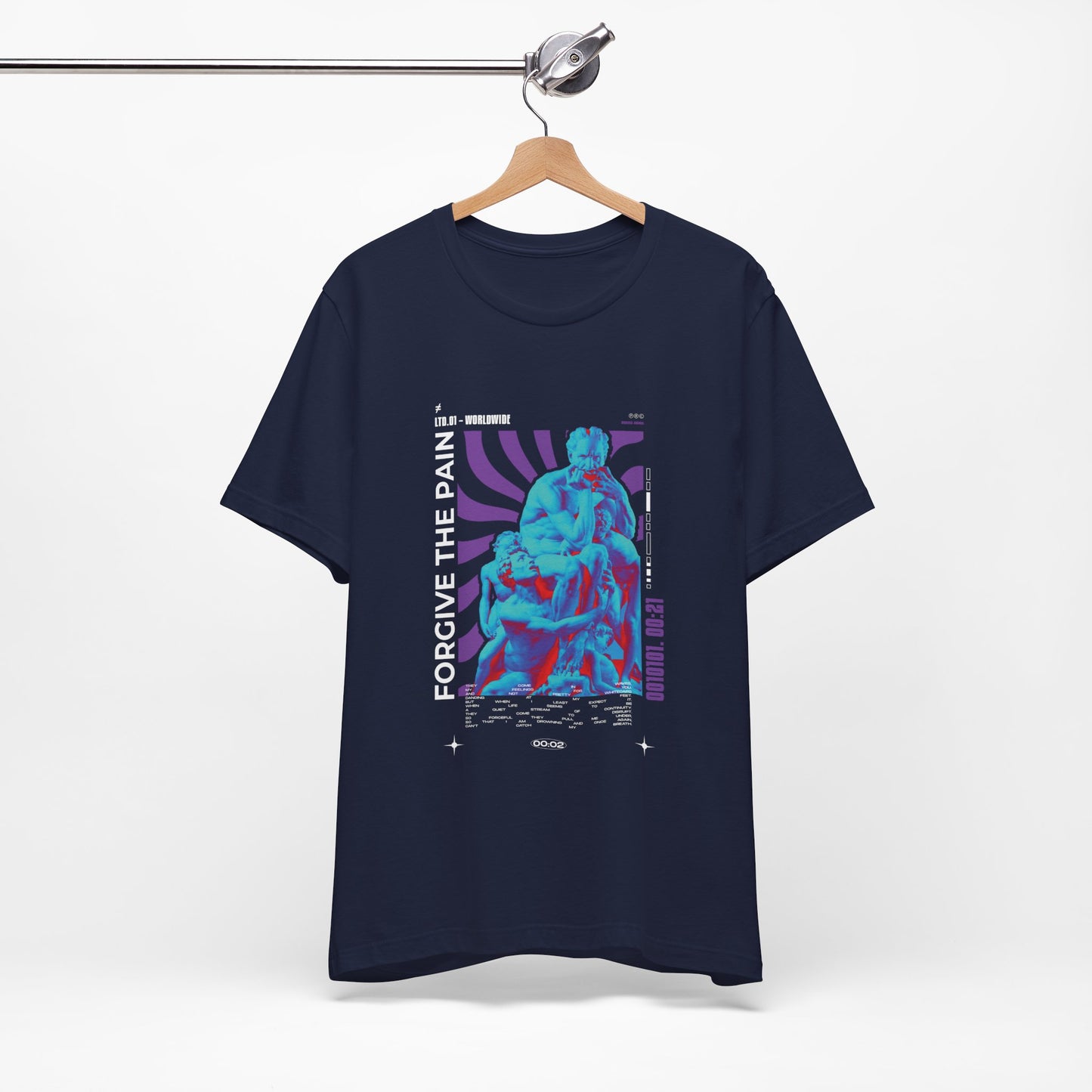 Retro Vaporwave Statue Tee — Binary '0010101. 00:21' Graphic T-Shirt