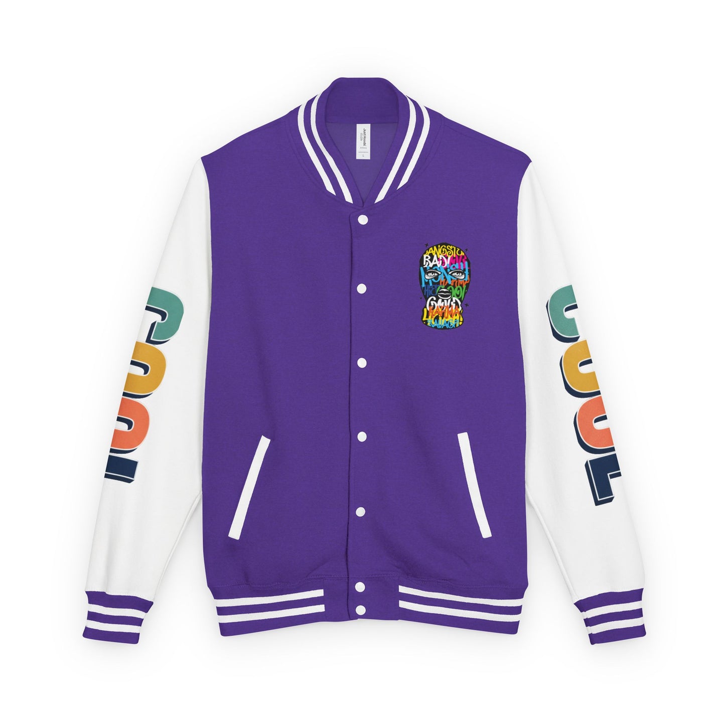 Letterman Jacket — Colorful Graffiti Skull "Cool" Varsity Jacket