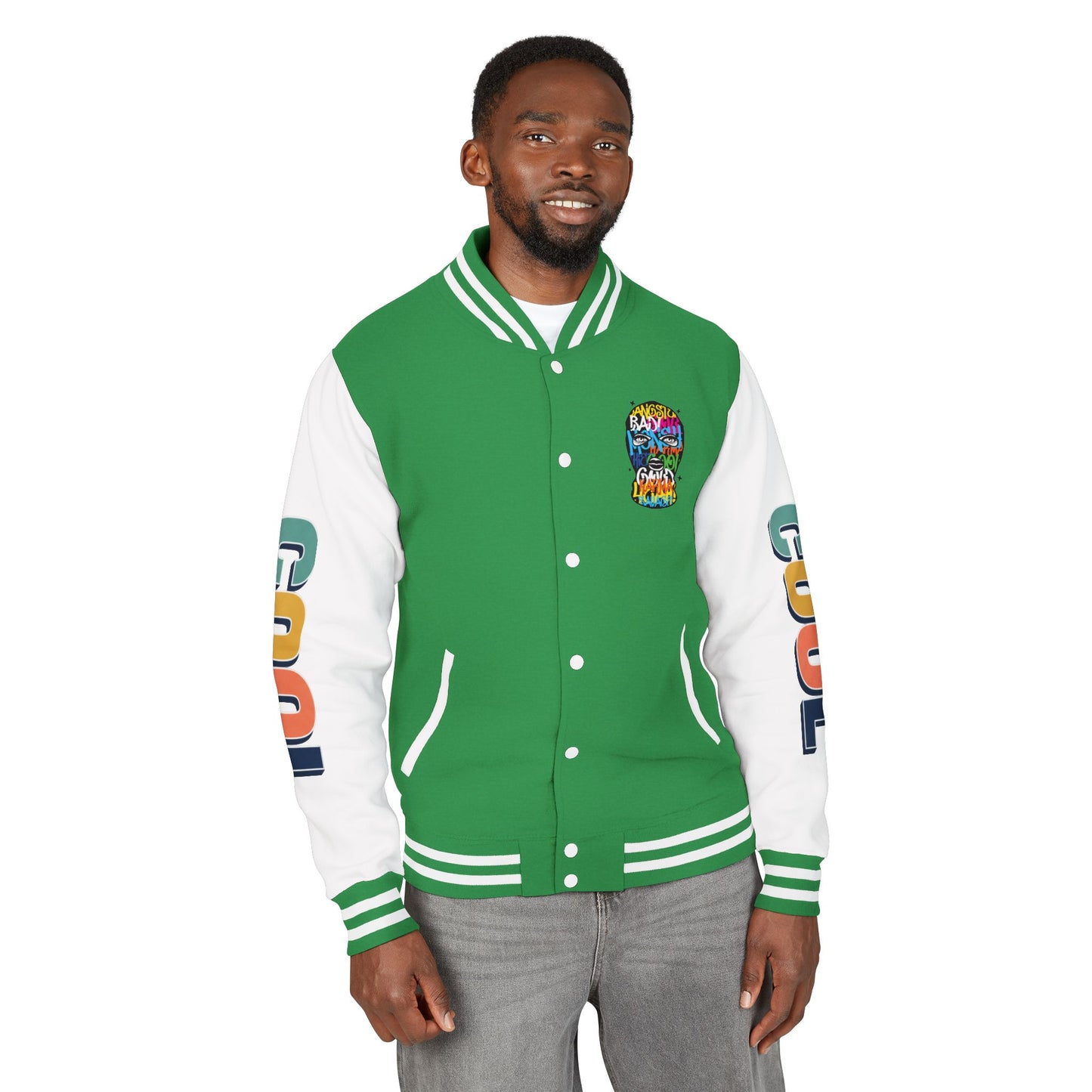 Letterman Jacket — Colorful Graffiti Skull "Cool" Varsity Jacket