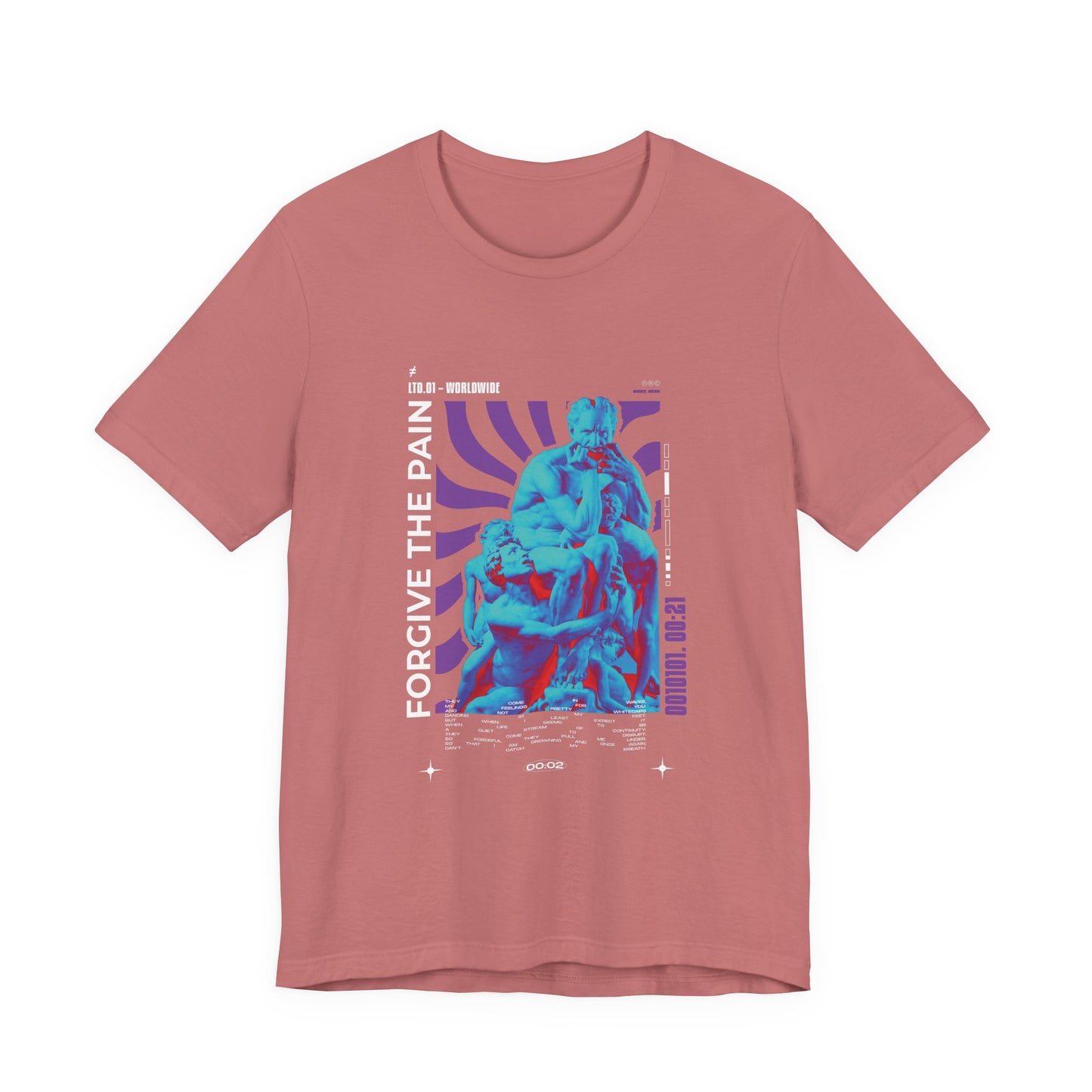 Retro Vaporwave Statue Tee — Binary '0010101. 00:21' Graphic T-Shirt