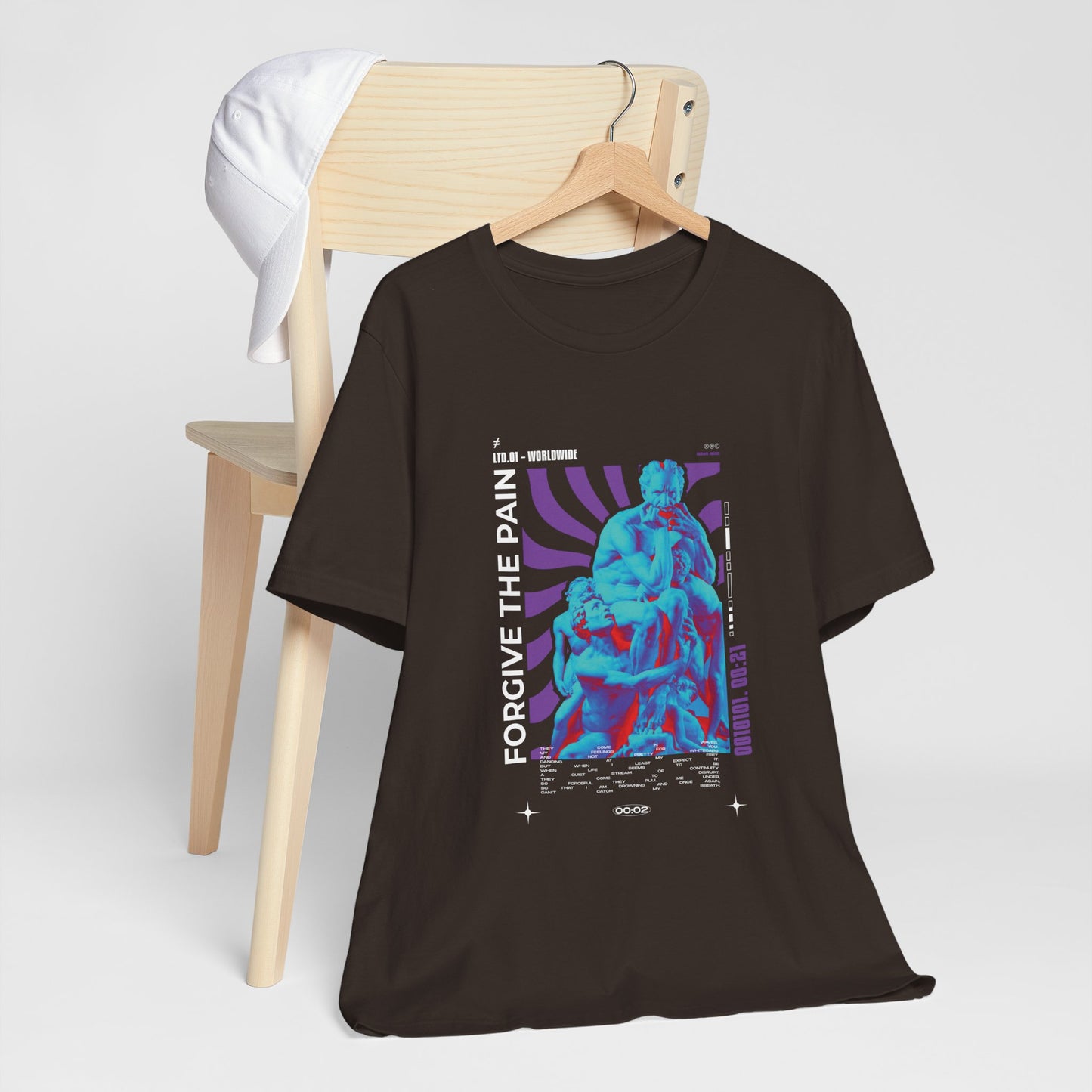 Retro Vaporwave Statue Tee — Binary '0010101. 00:21' Graphic T-Shirt