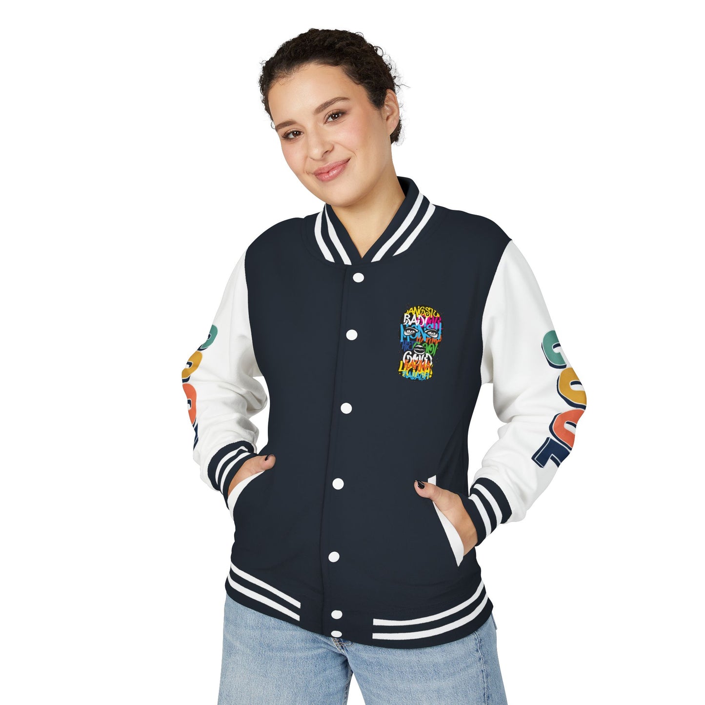 Letterman Jacket — Colorful Graffiti Skull "Cool" Varsity Jacket