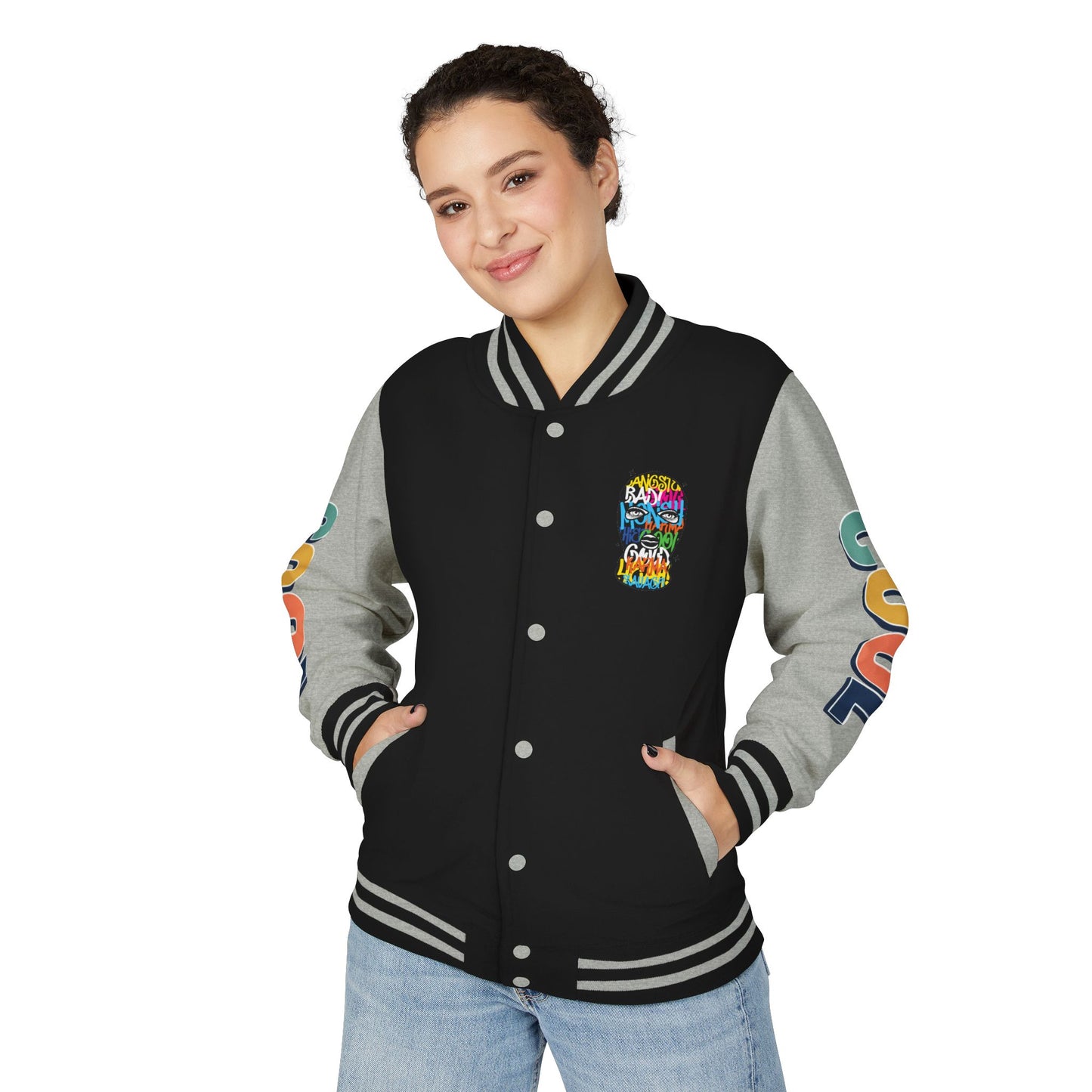Letterman Jacket — Colorful Graffiti Skull "Cool" Varsity Jacket