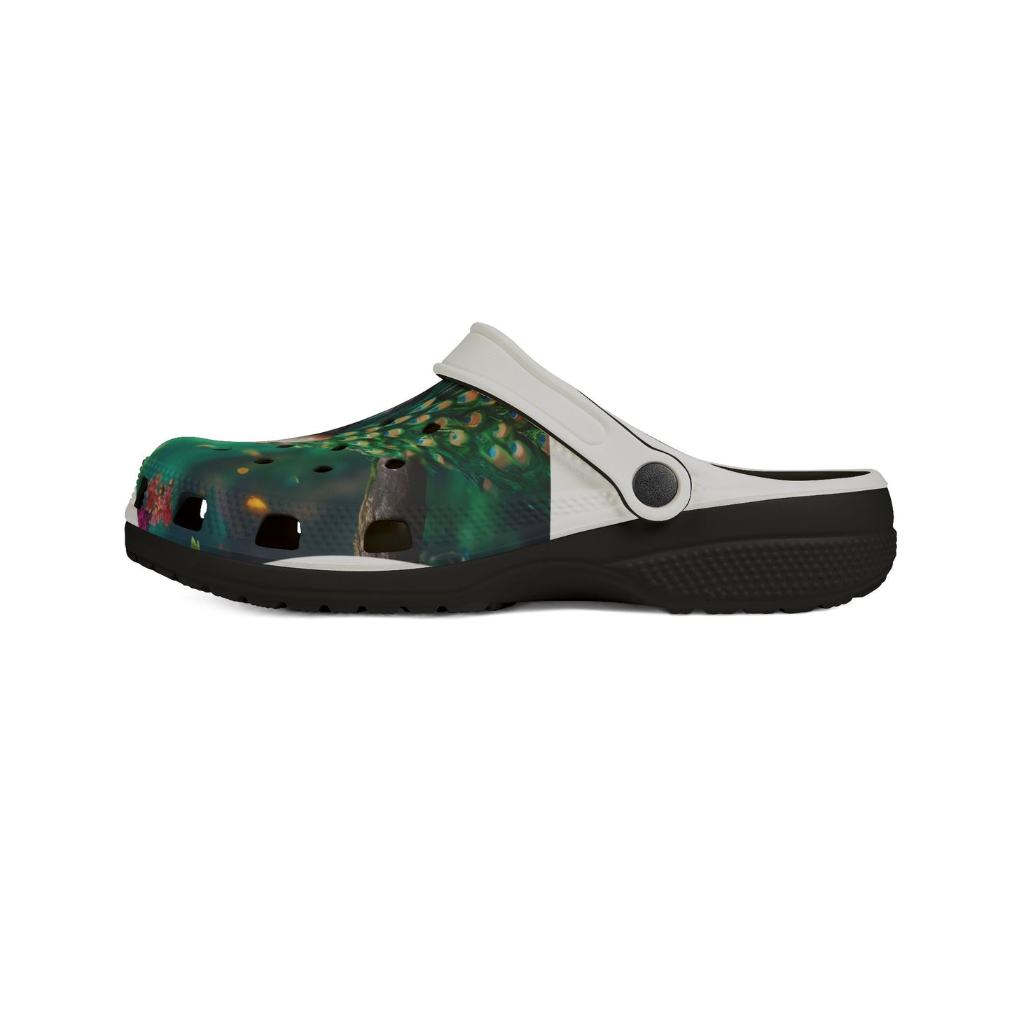 Peacock Print EVA Foam Clogs — Lightweight Garden & Beach Slip-Ons