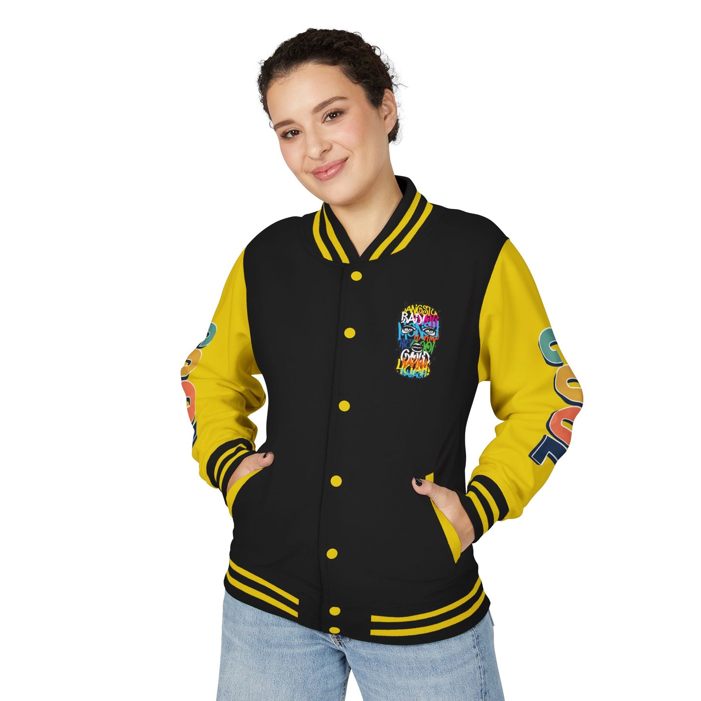 Letterman Jacket — Colorful Graffiti Skull "Cool" Varsity Jacket