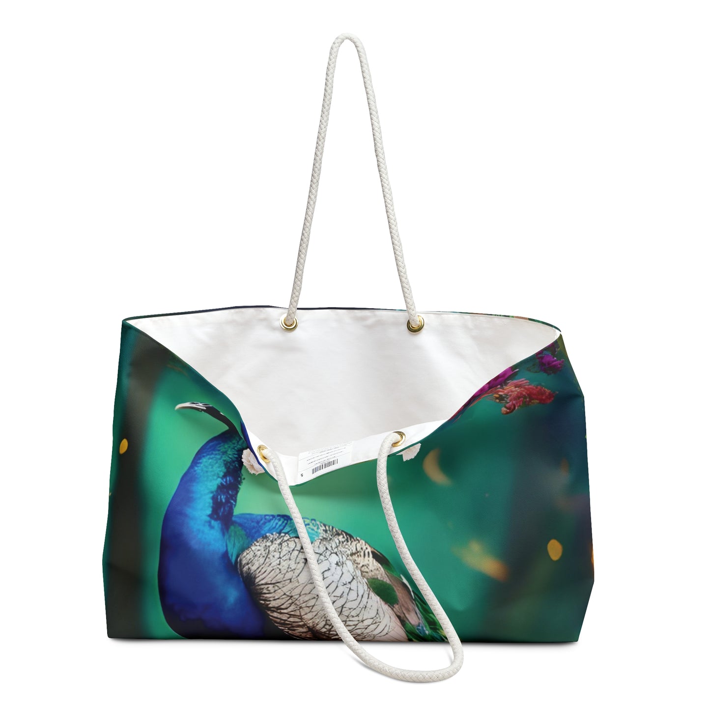 Peacock Print Weekender Bag – Elegant Travel Tote for Beach, Weekend & Gifts