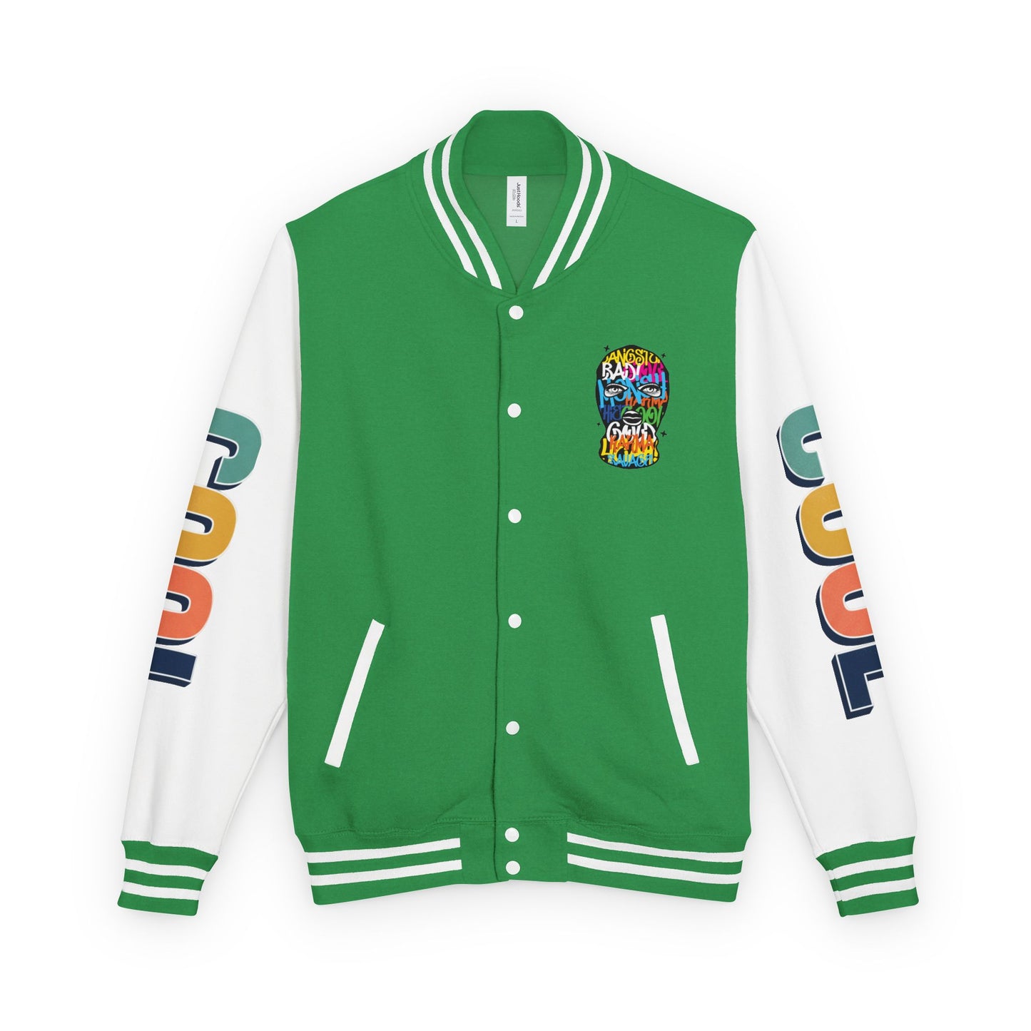 Letterman Jacket — Colorful Graffiti Skull "Cool" Varsity Jacket