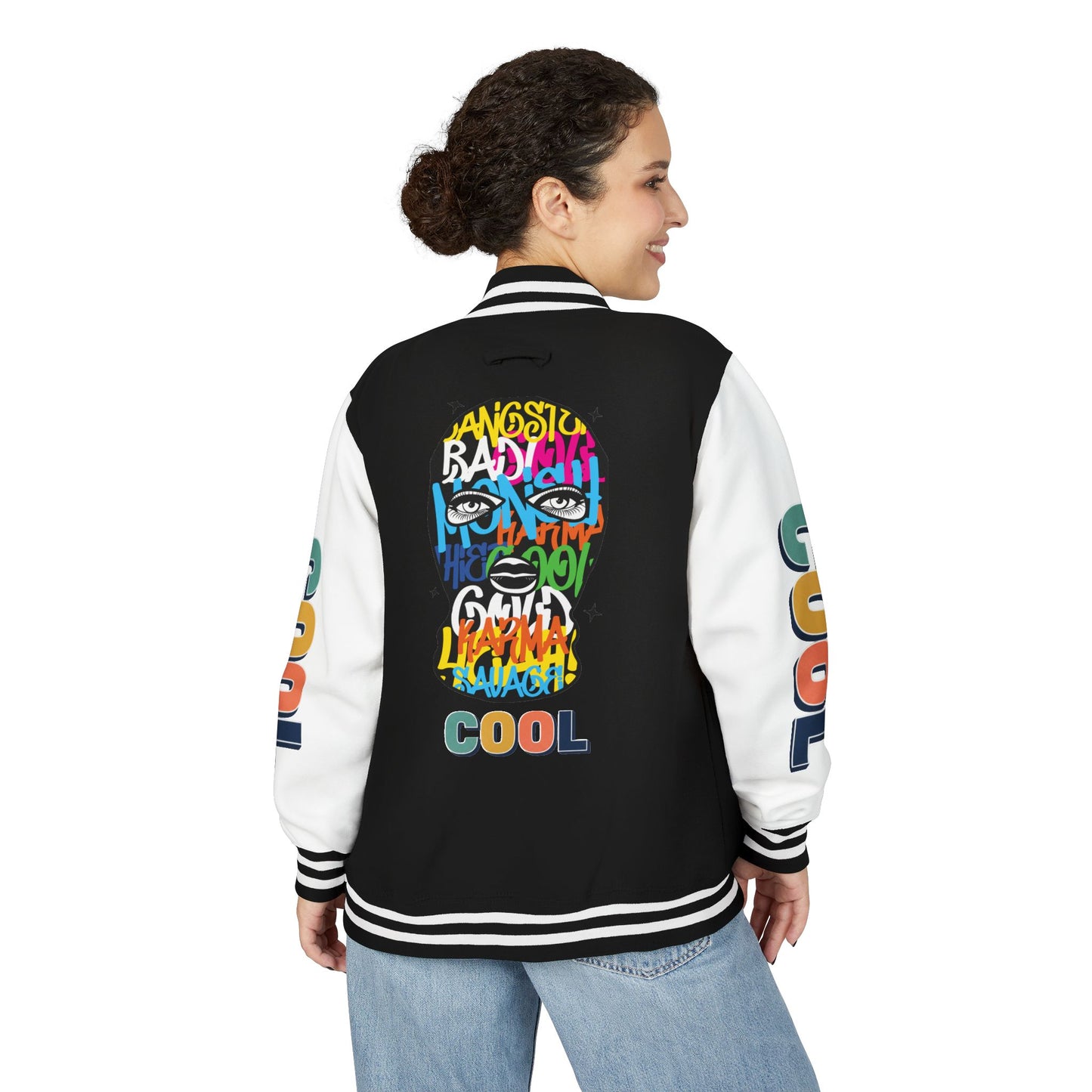 Letterman Jacket — Colorful Graffiti Skull "Cool" Varsity Jacket