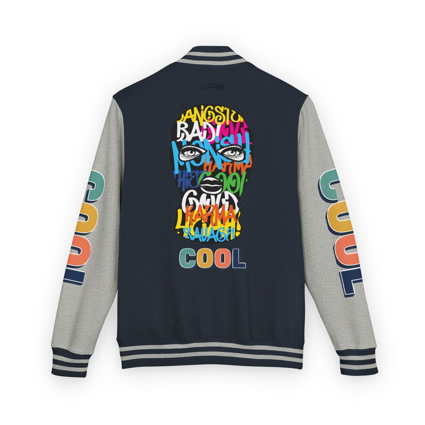 Letterman Jacket — Colorful Graffiti Skull "Cool" Varsity Jacket