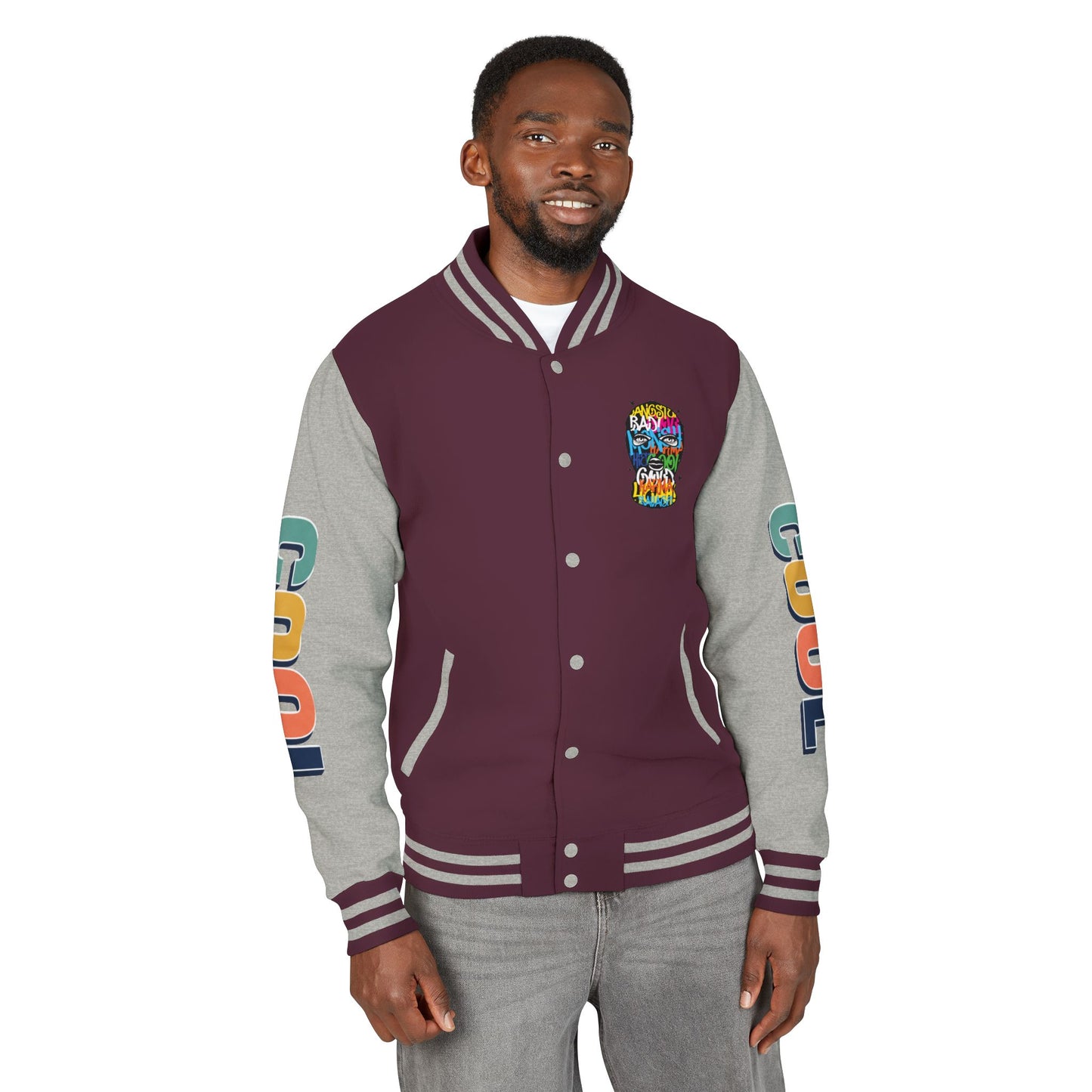 Letterman Jacket — Colorful Graffiti Skull "Cool" Varsity Jacket
